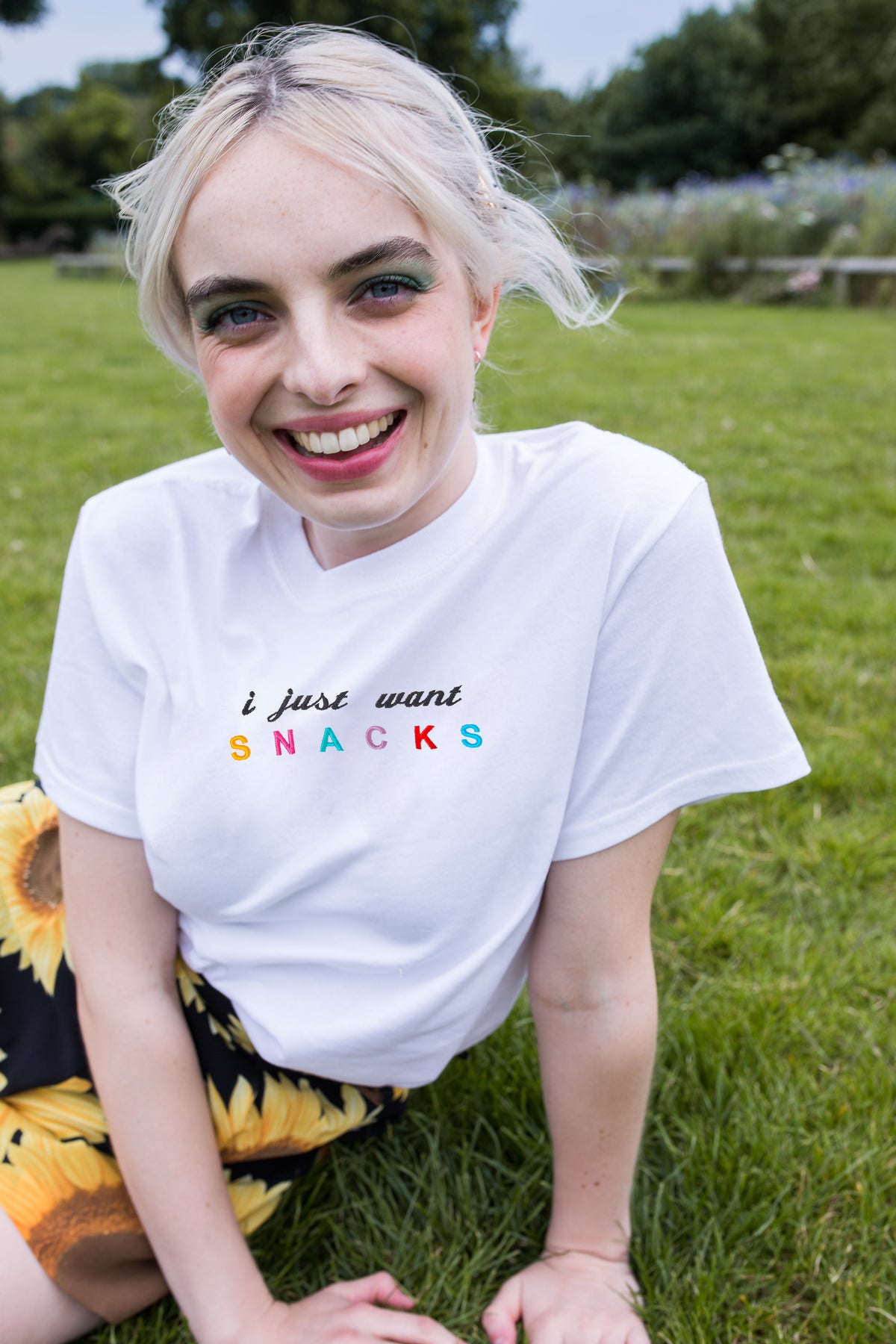 I Just Want Snacks Embroidered T-Shirt