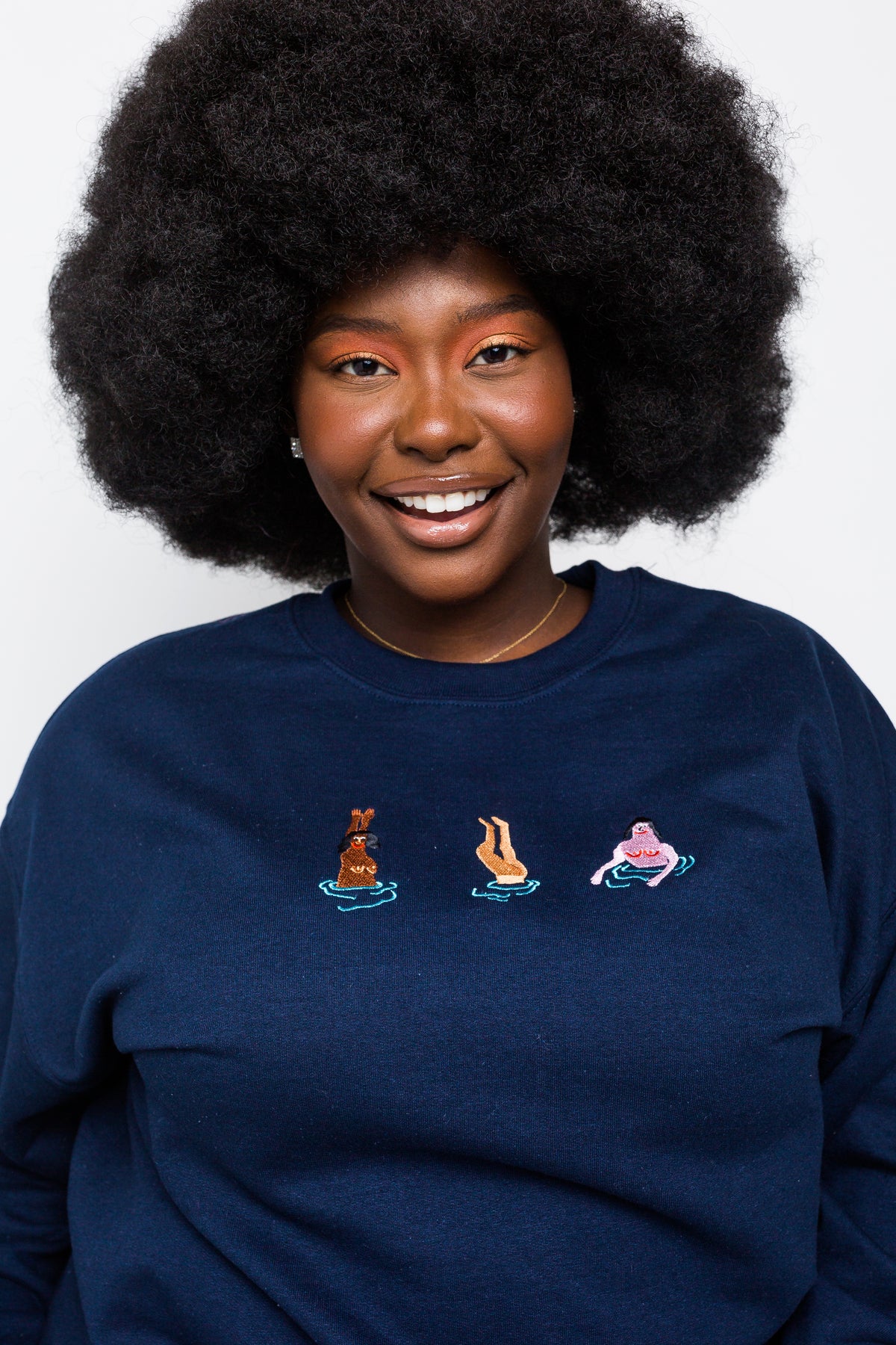 Swimming Ladies Embroidered Sweatshirt