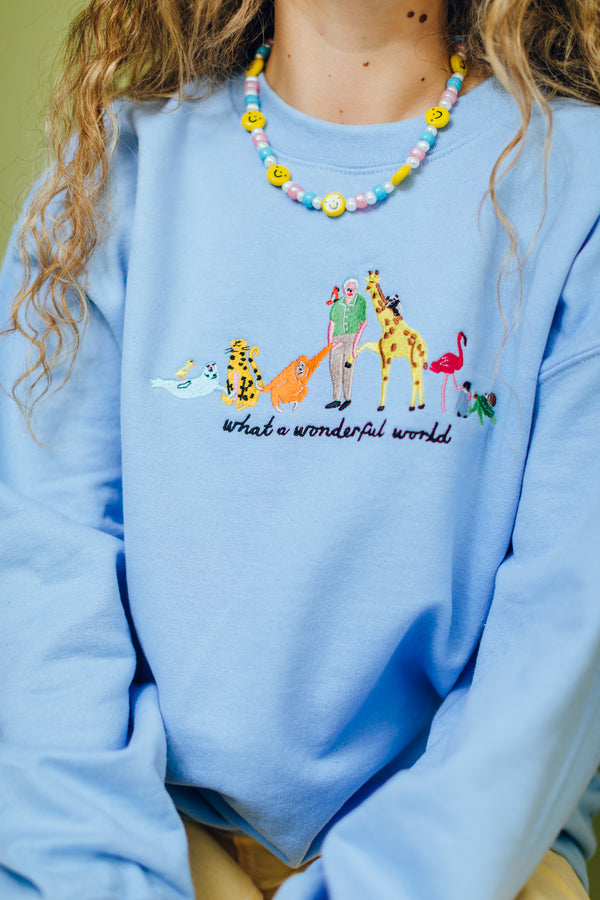 David Attenborough What A Wonderful World Embroidered Sweatshirt Limpet Store