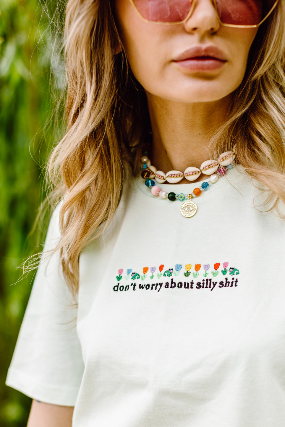 Don&#39;t Worry About Silly Shit Luxe Embroidered T-Shirt