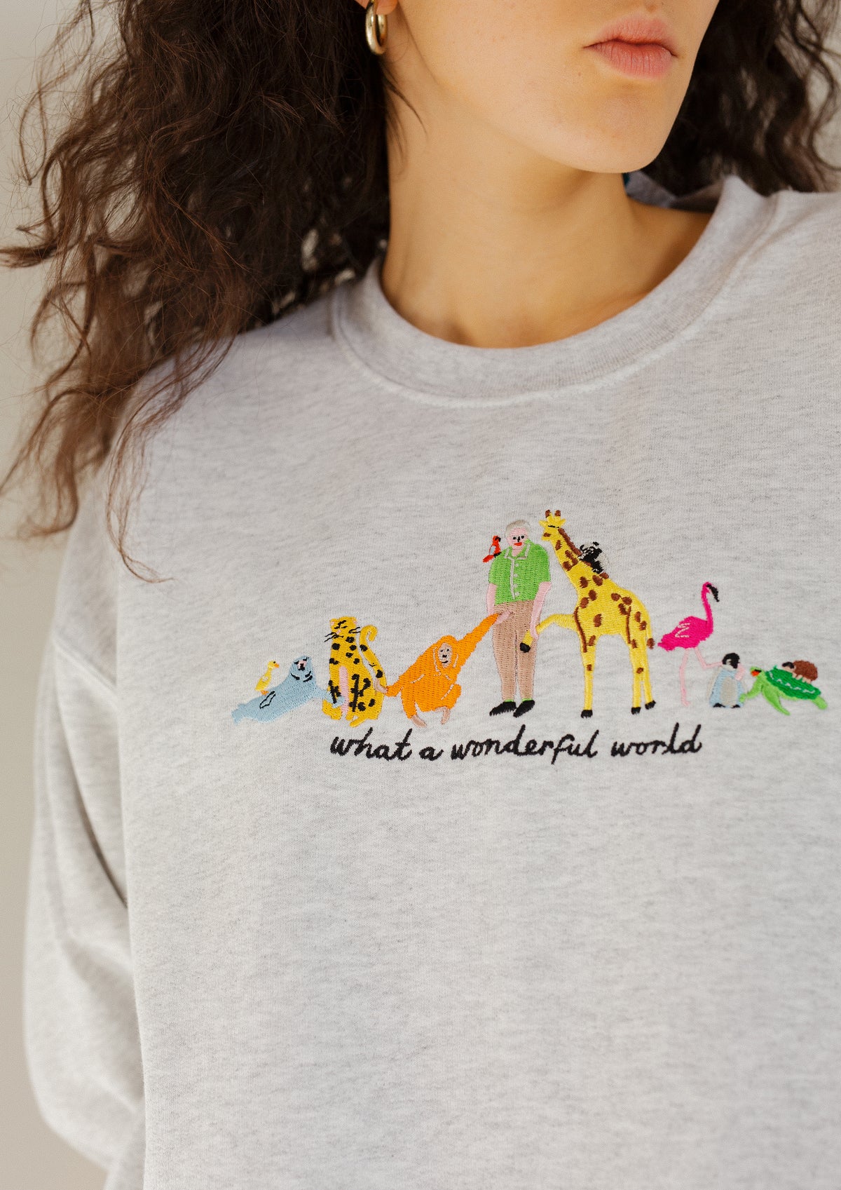 David Attenborough What A Wonderful World Embroidered Sweatshirt