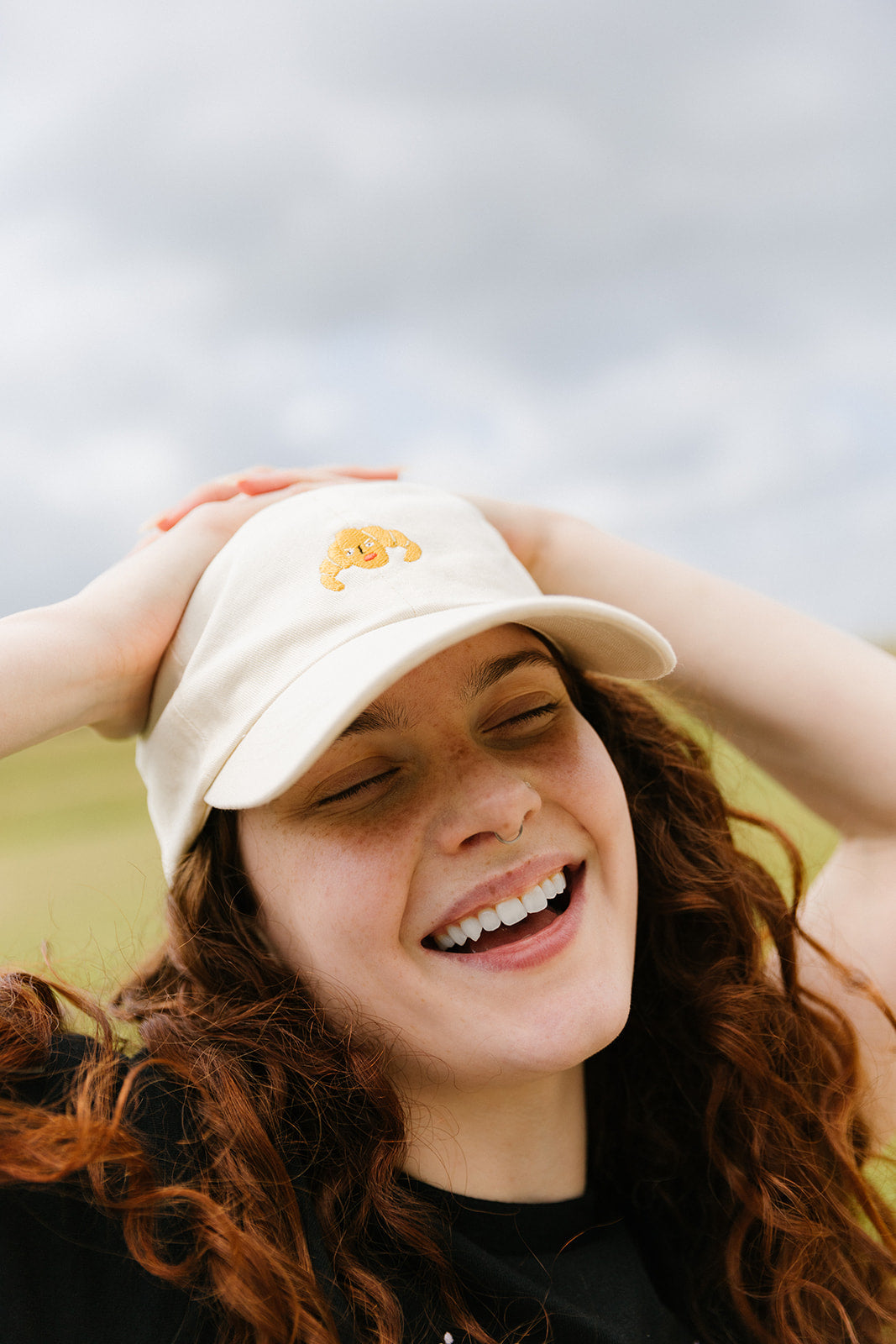 Cross Croissant Embroidered Cap