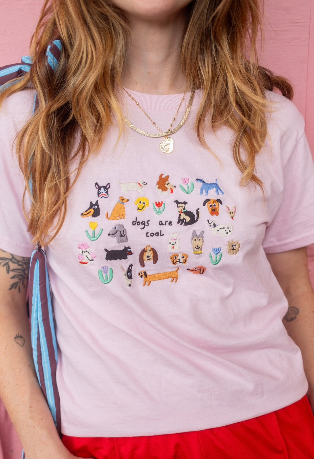 Dogs Are Cool Embroidered T-Shirt