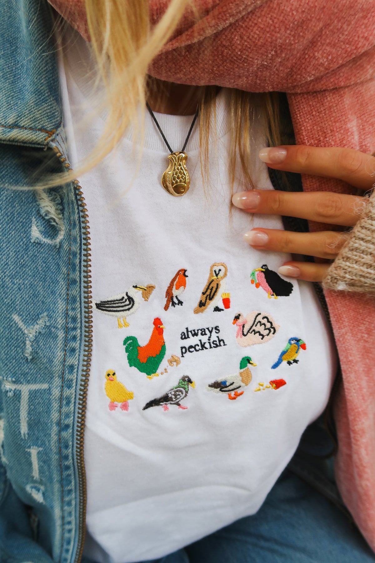 Always Peckish Embroidered T-Shirt