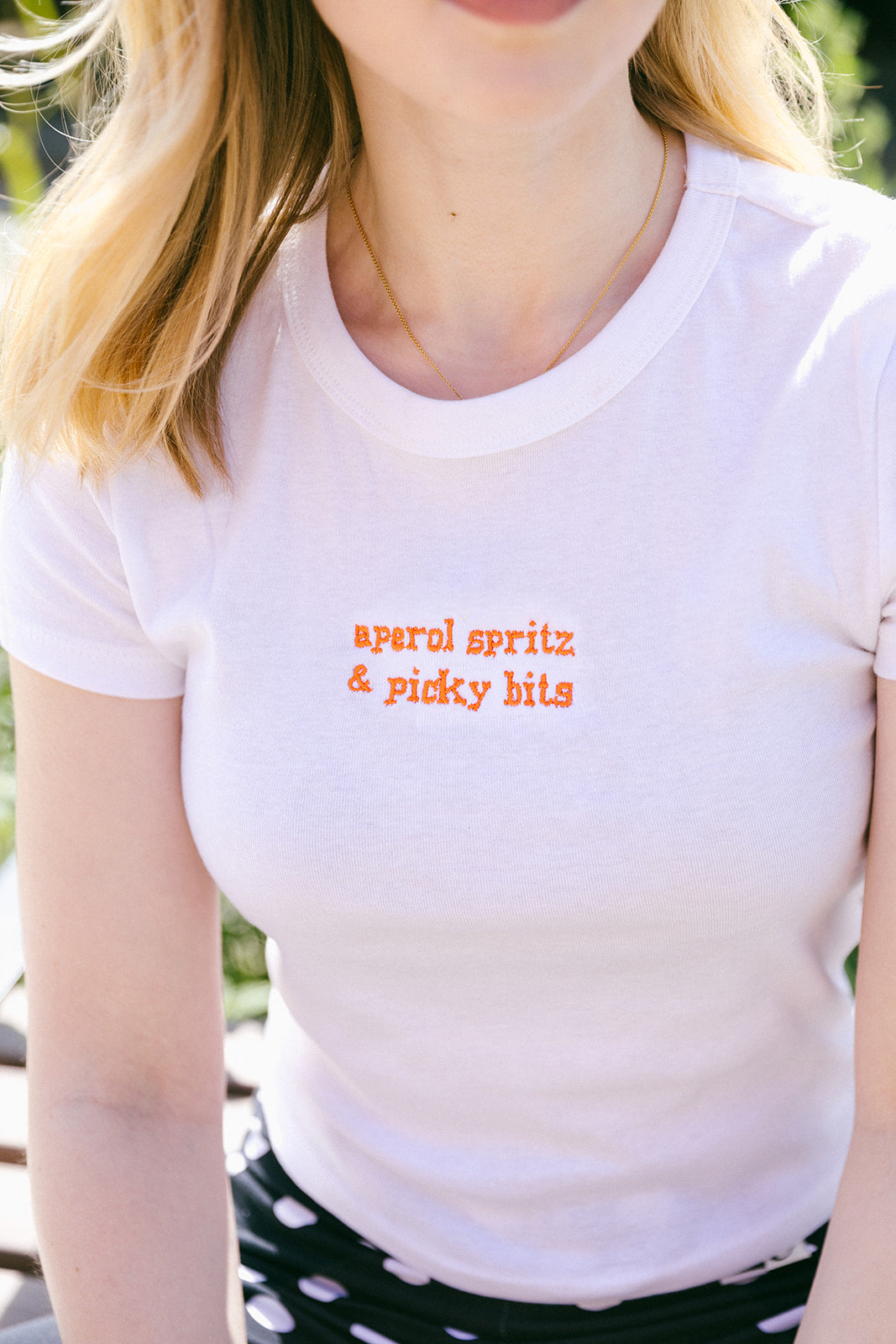 Aperol Spritz & Picky Bits Embroidered Baby Rib Tee