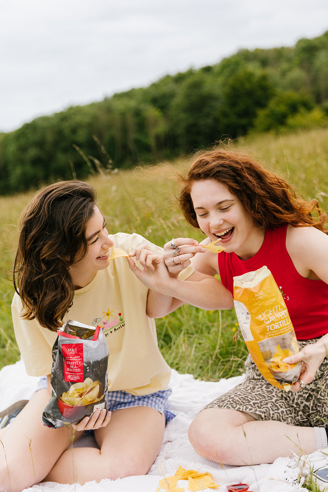 Crisps &amp; Anxiety Embroidered Crop Vest Top