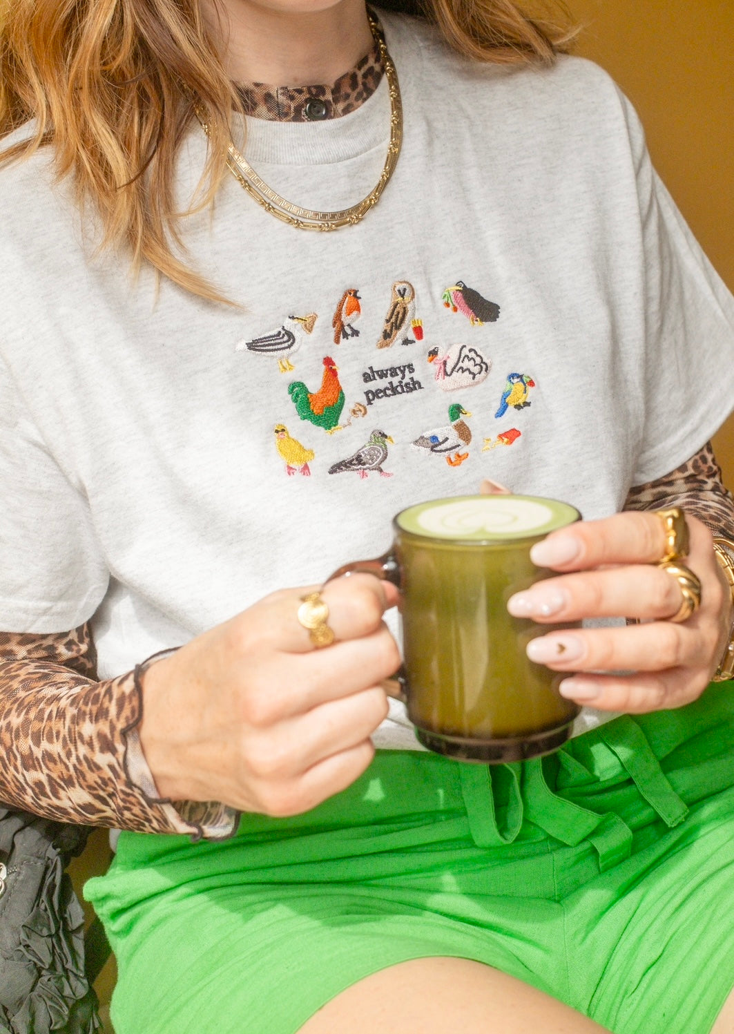 Always Peckish Embroidered T-Shirt