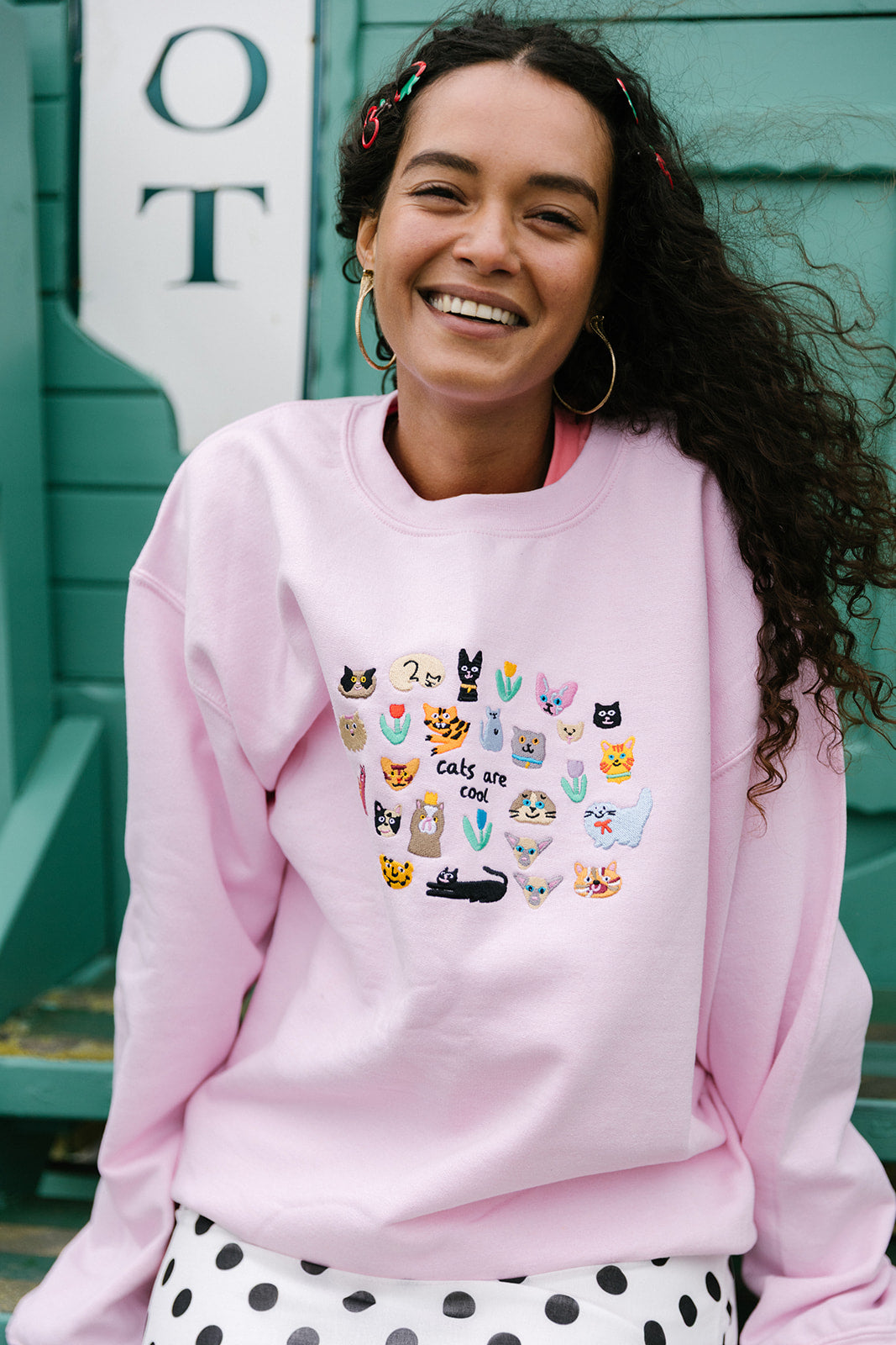 Cats Are Cool Embroidered Sweatshirt