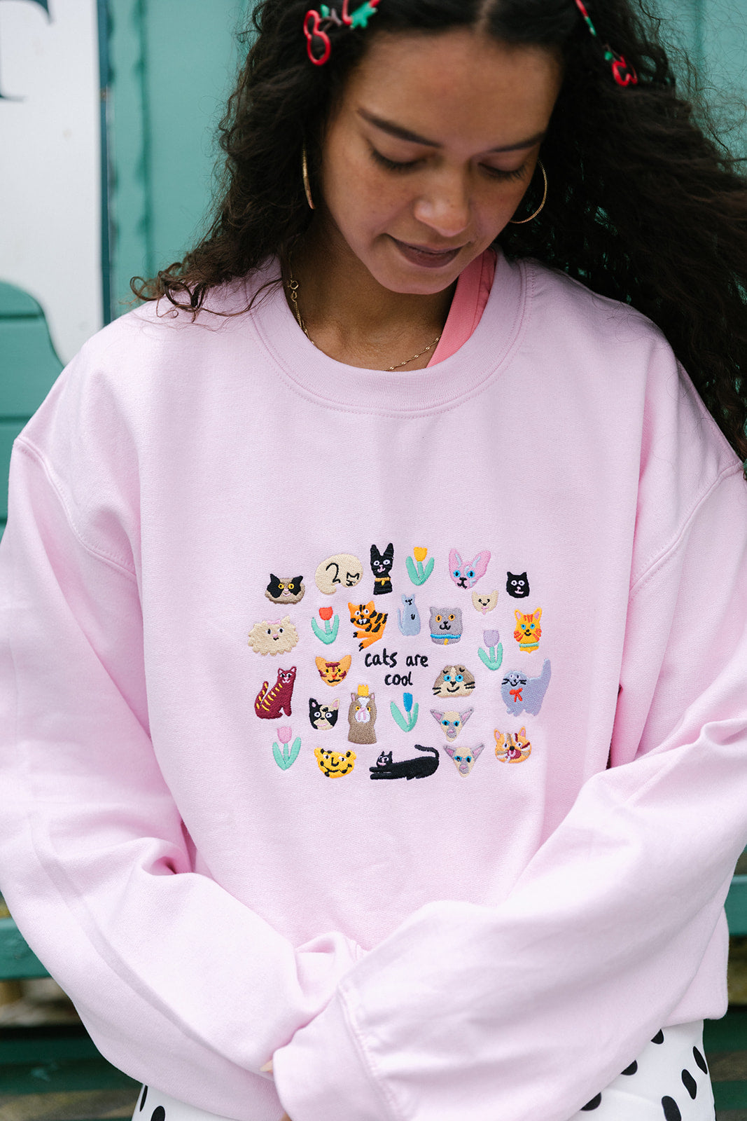 Cats Are Cool Embroidered Sweatshirt
