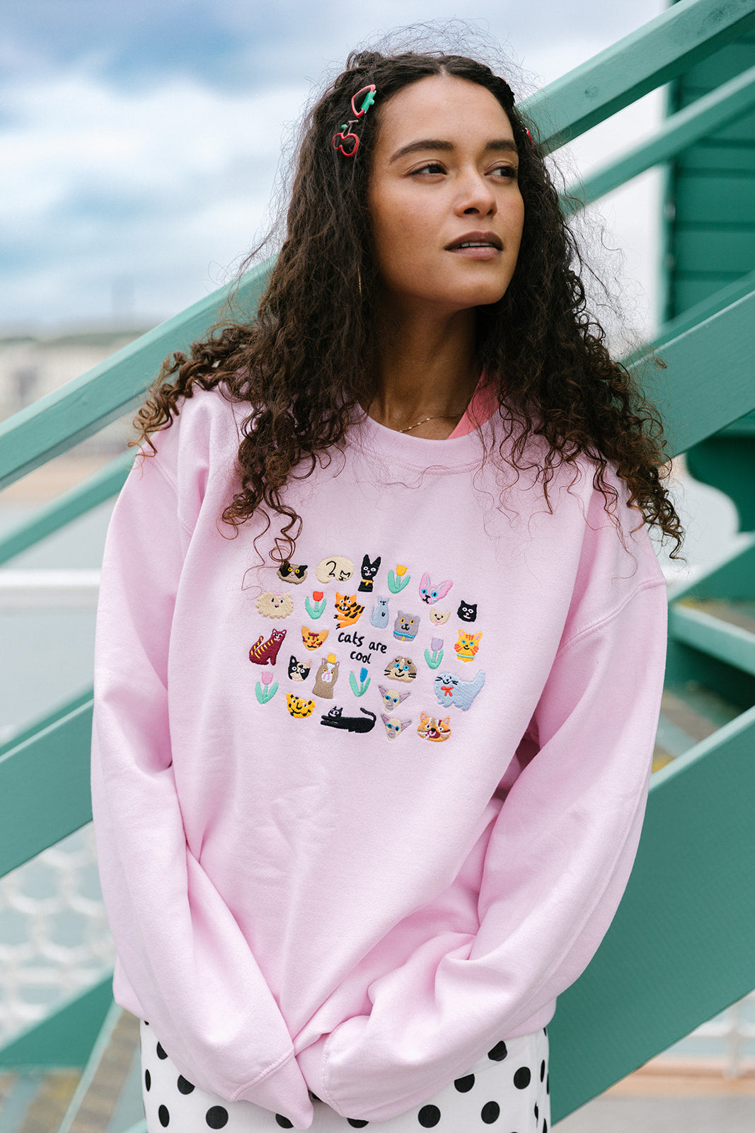 Cats Are Cool Embroidered Sweatshirt