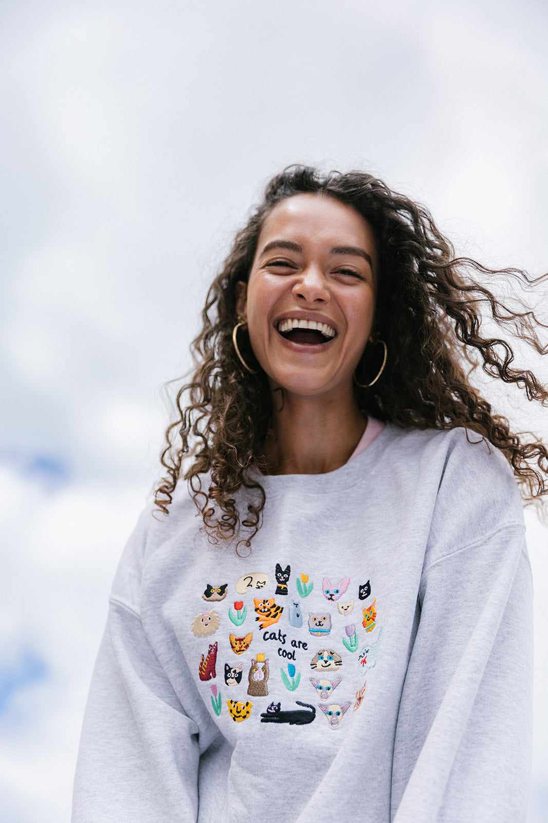 Cats Are Cool Embroidered Sweatshirt