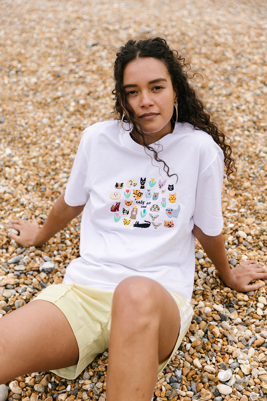 Cats Are Cool Embroidered T-Shirt