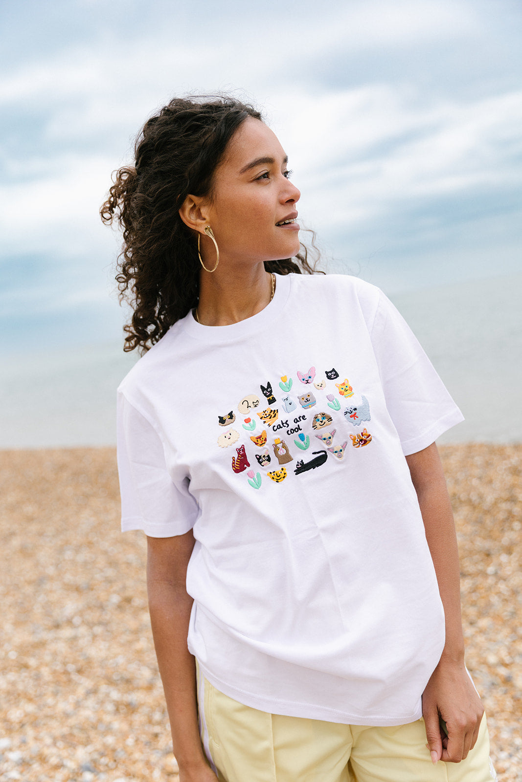 Cats Are Cool Embroidered T-Shirt