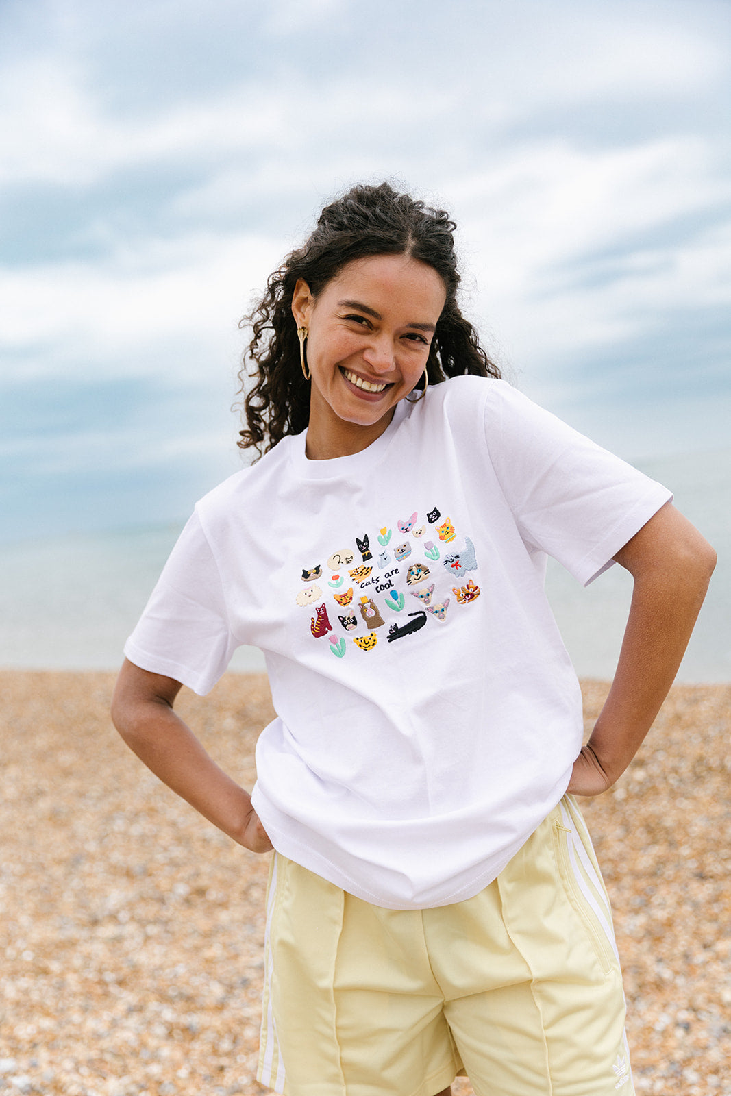 Cats Are Cool Embroidered T-Shirt
