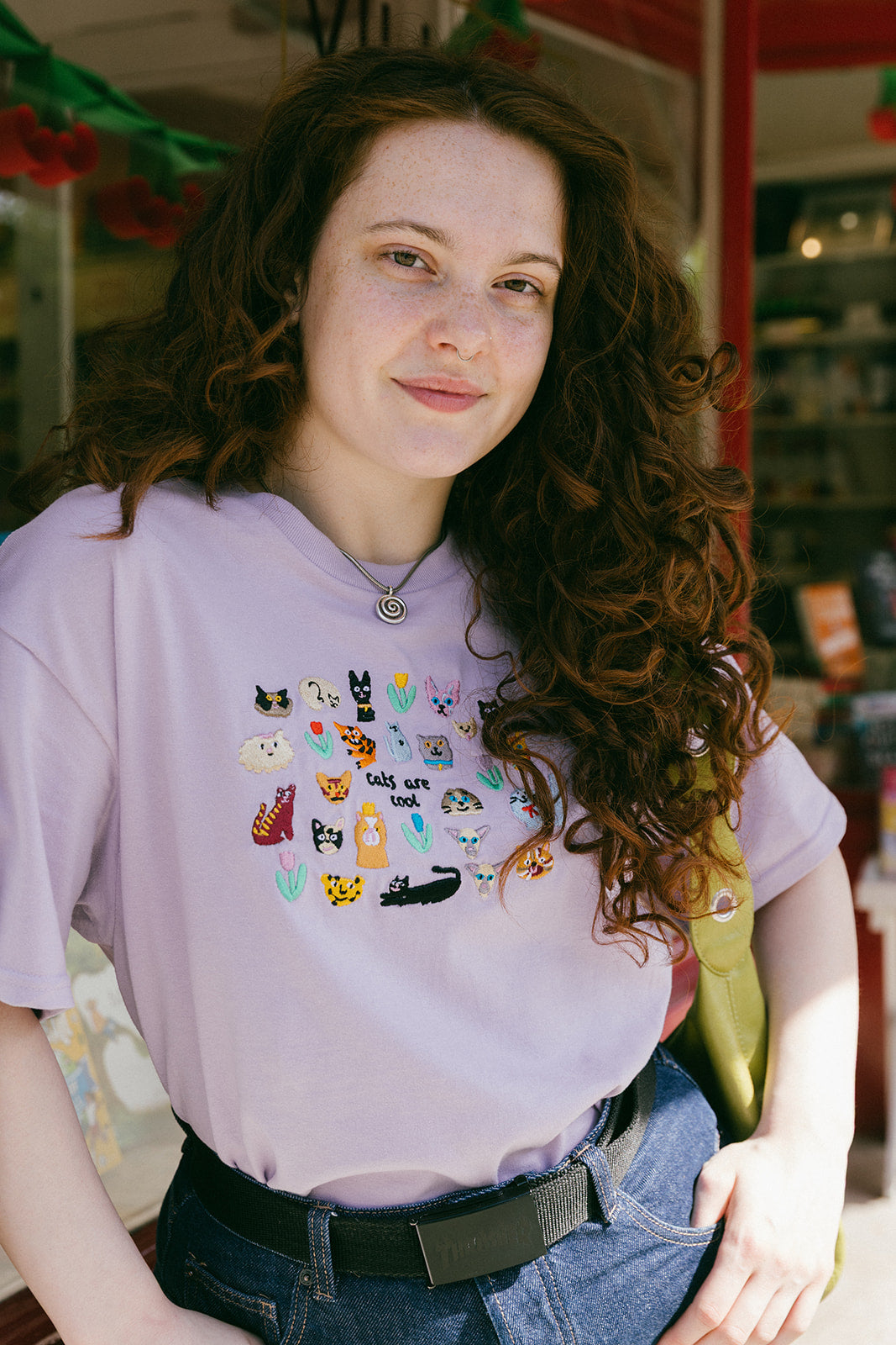 Cats Are Cool Embroidered T-Shirt