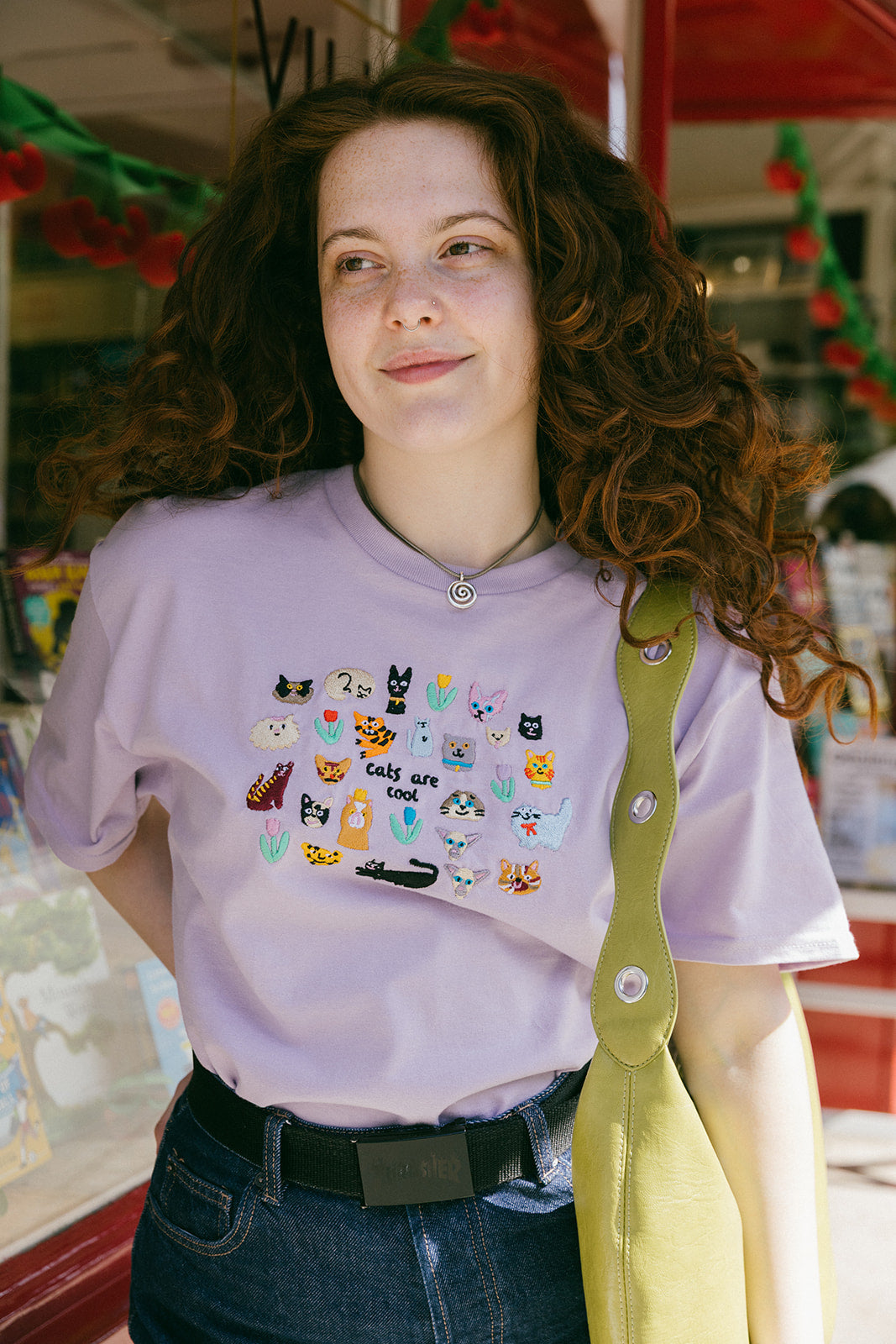 Cats Are Cool Embroidered T-Shirt