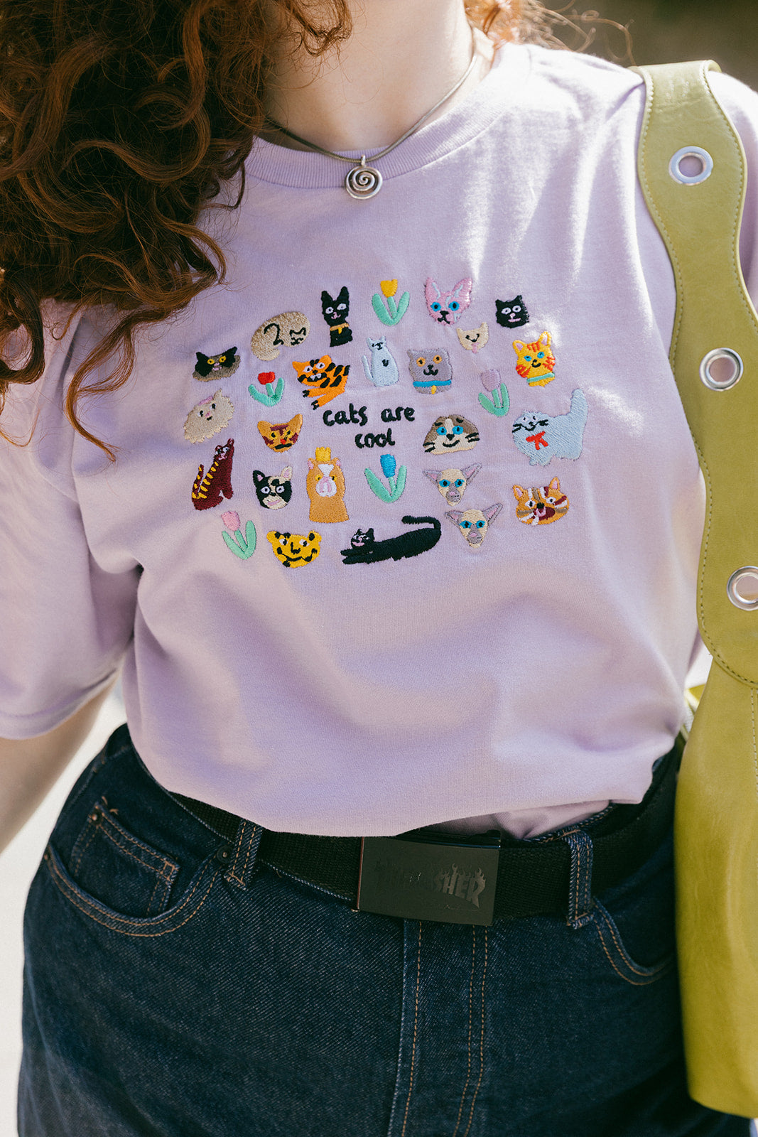 Cats Are Cool Embroidered T-Shirt