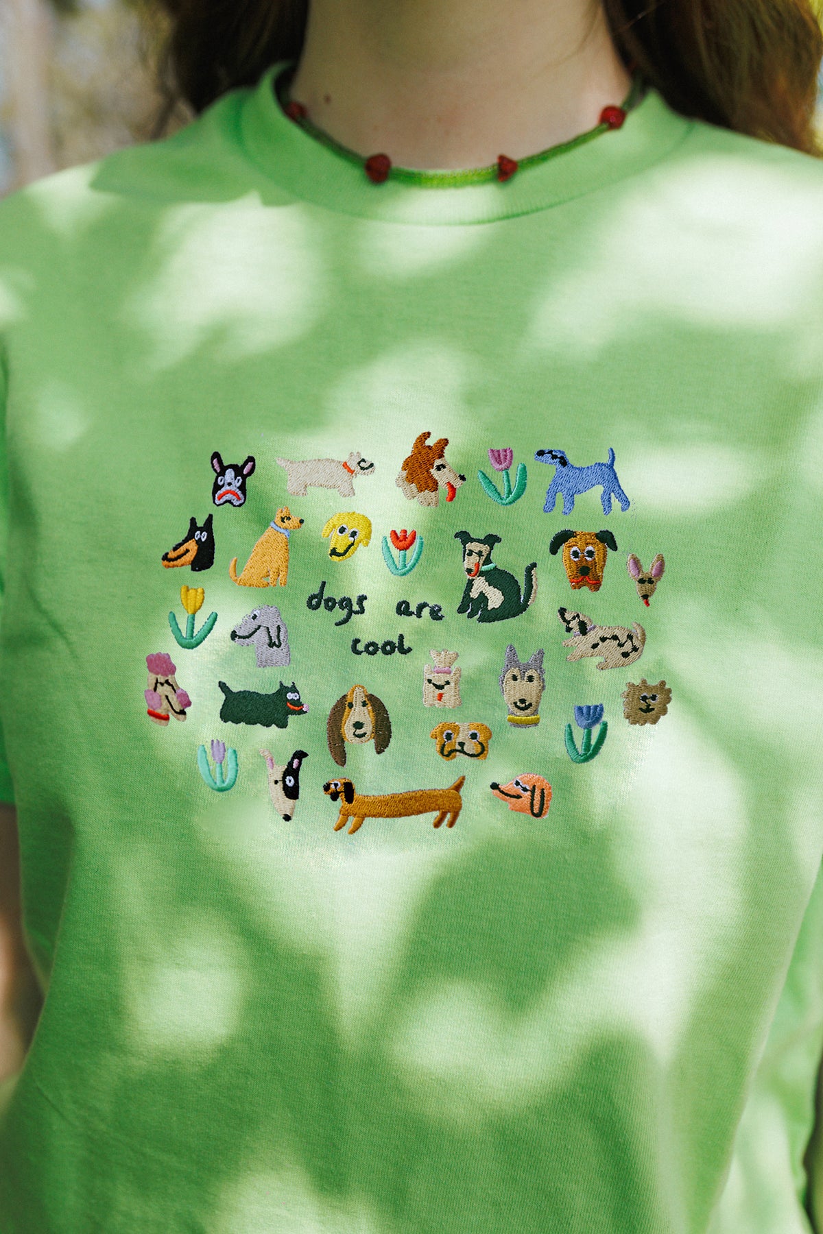 Dogs Are Cool Embroidered T-Shirt