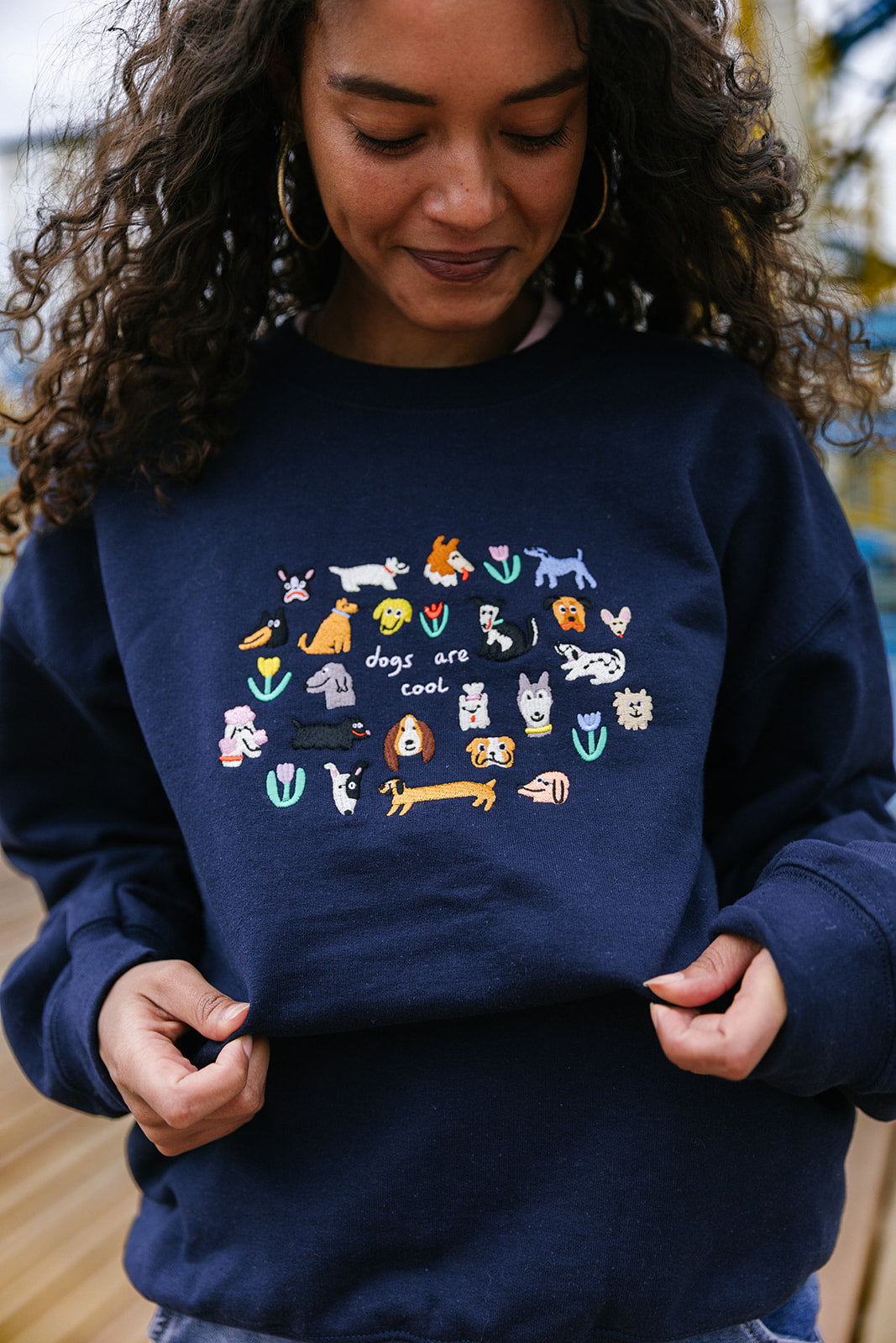 Dogs Are Cool Embroidered Sweatshirt