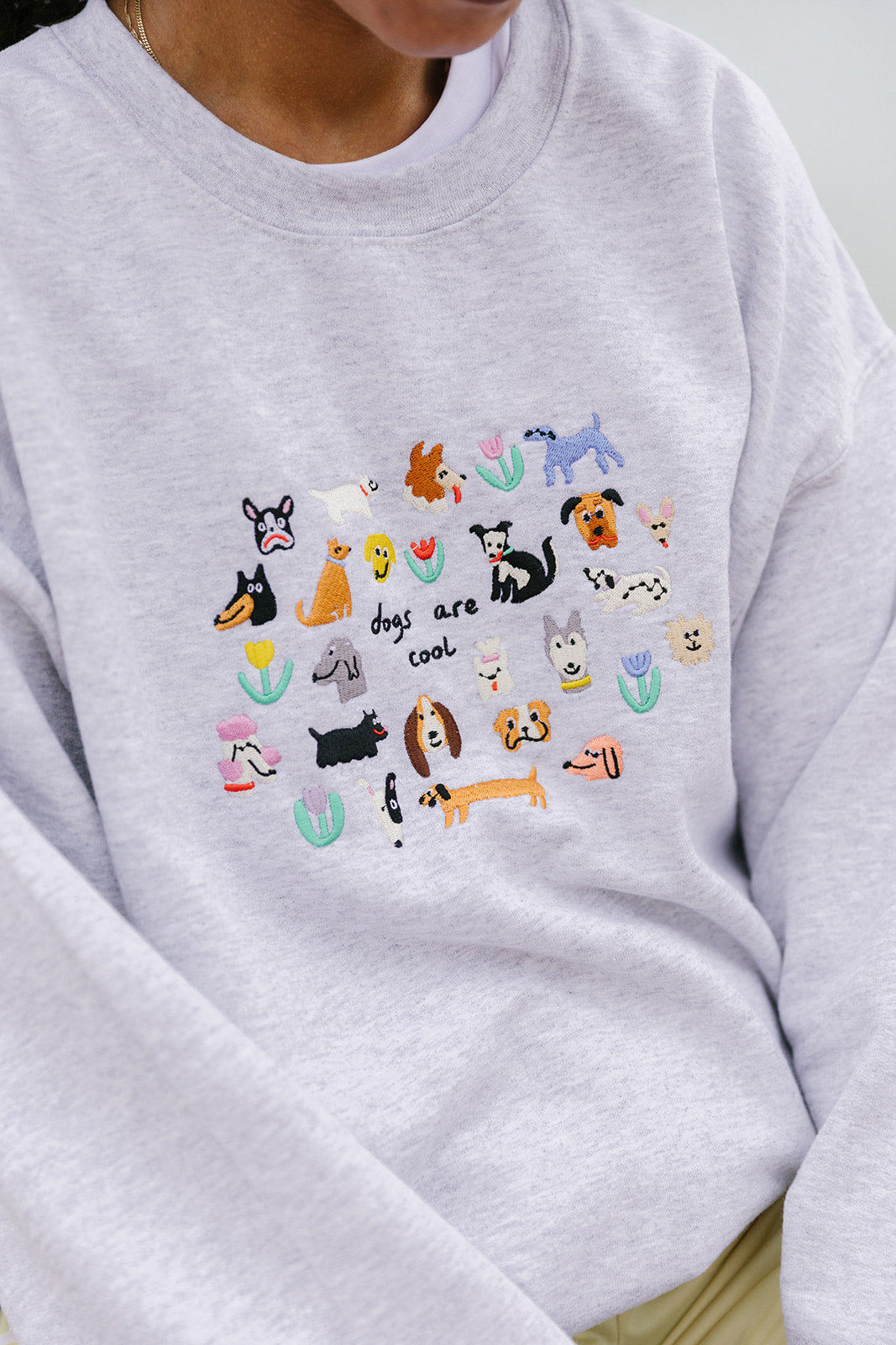 Dogs Are Cool Embroidered Sweatshirt