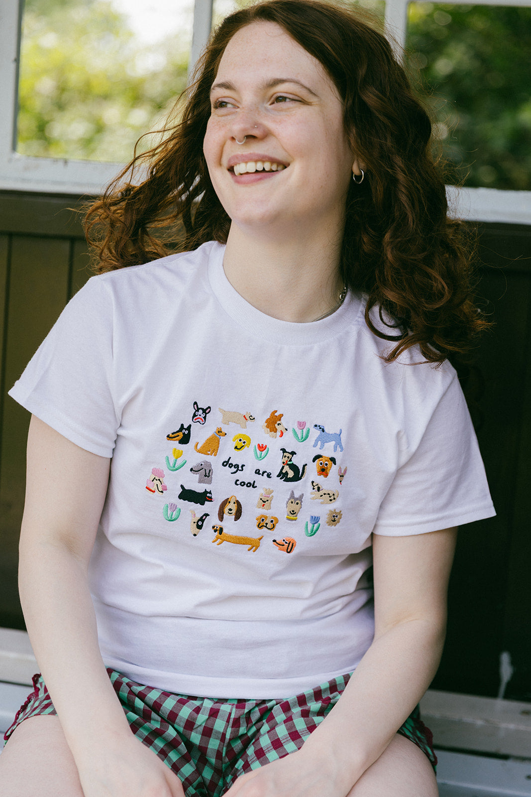 Dogs Are Cool Embroidered T-Shirt