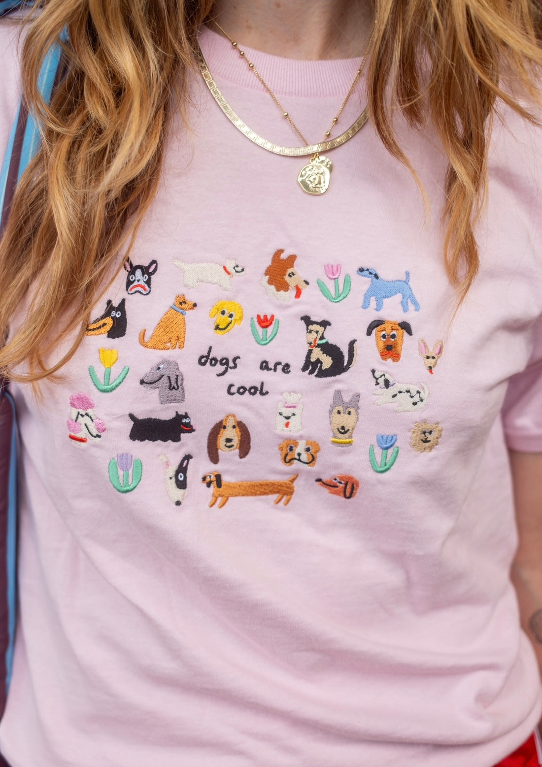 Dogs Are Cool Embroidered T-Shirt