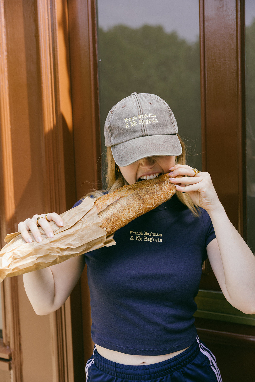 French Baguettes & No Regrets Embroidered Cap