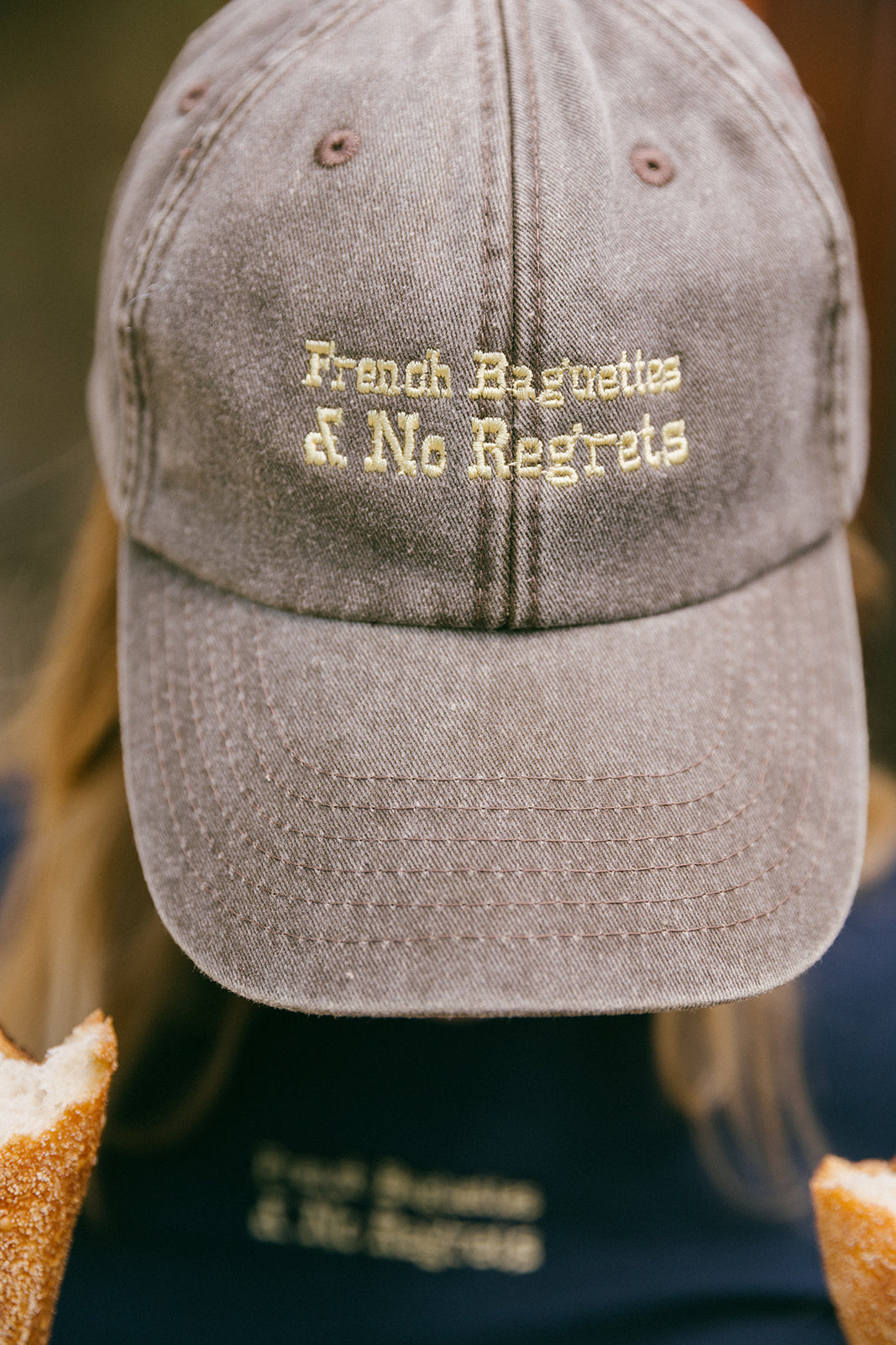 French Baguettes & No Regrets Embroidered Cap
