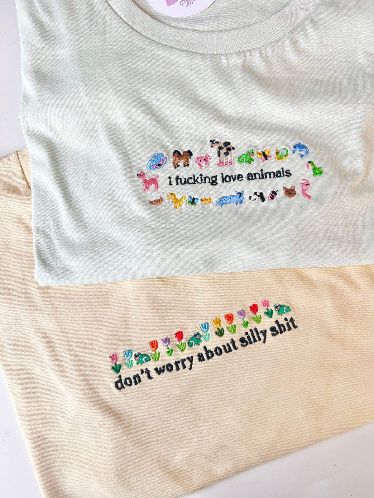 I Fucking Love Animals Luxe Embroidered T-Shirt