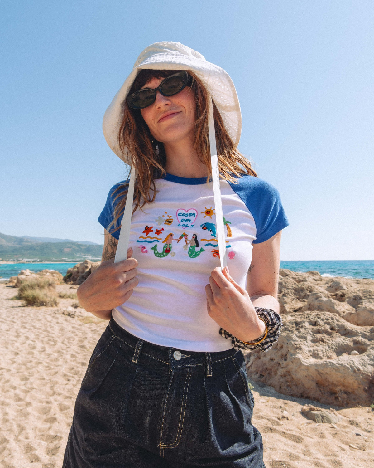 Costa Del Lols Embroidered Raglan Baby Tee