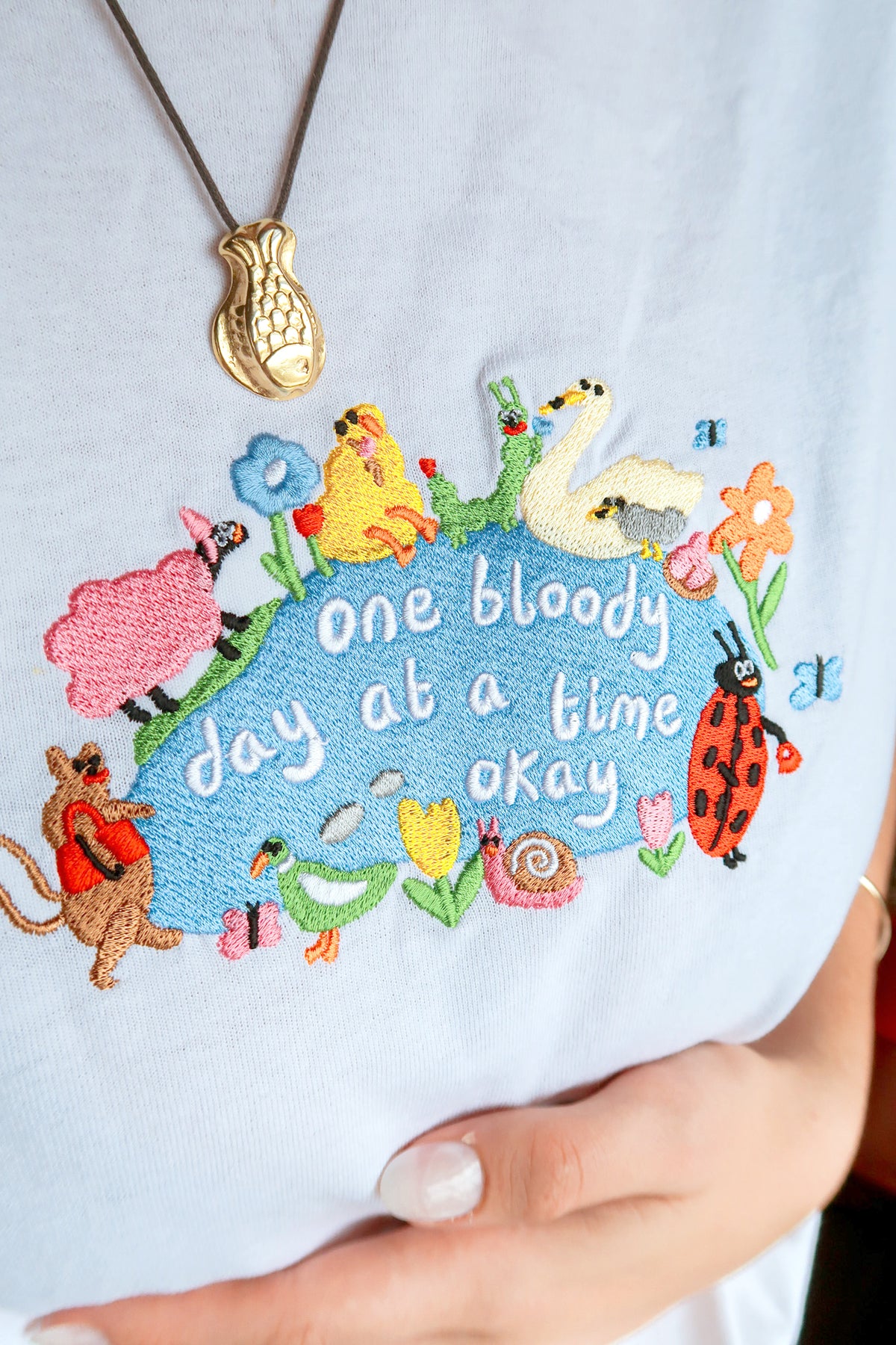 One Bloody Day At A Time Embroidered T-Shirt