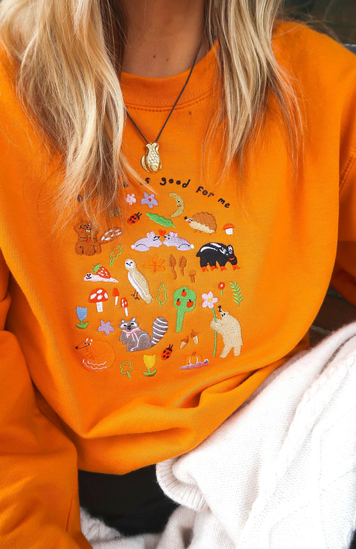 Nature Is Good For Me Embroidered Sweatshirt