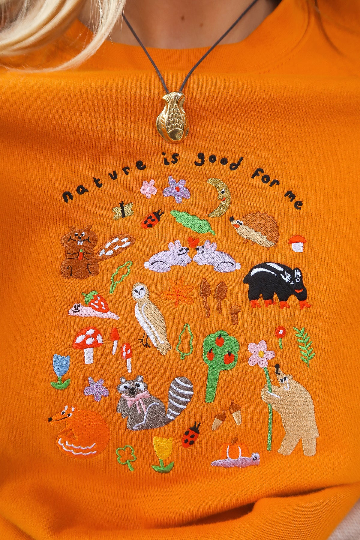 Nature Is Good For Me Embroidered Sweatshirt