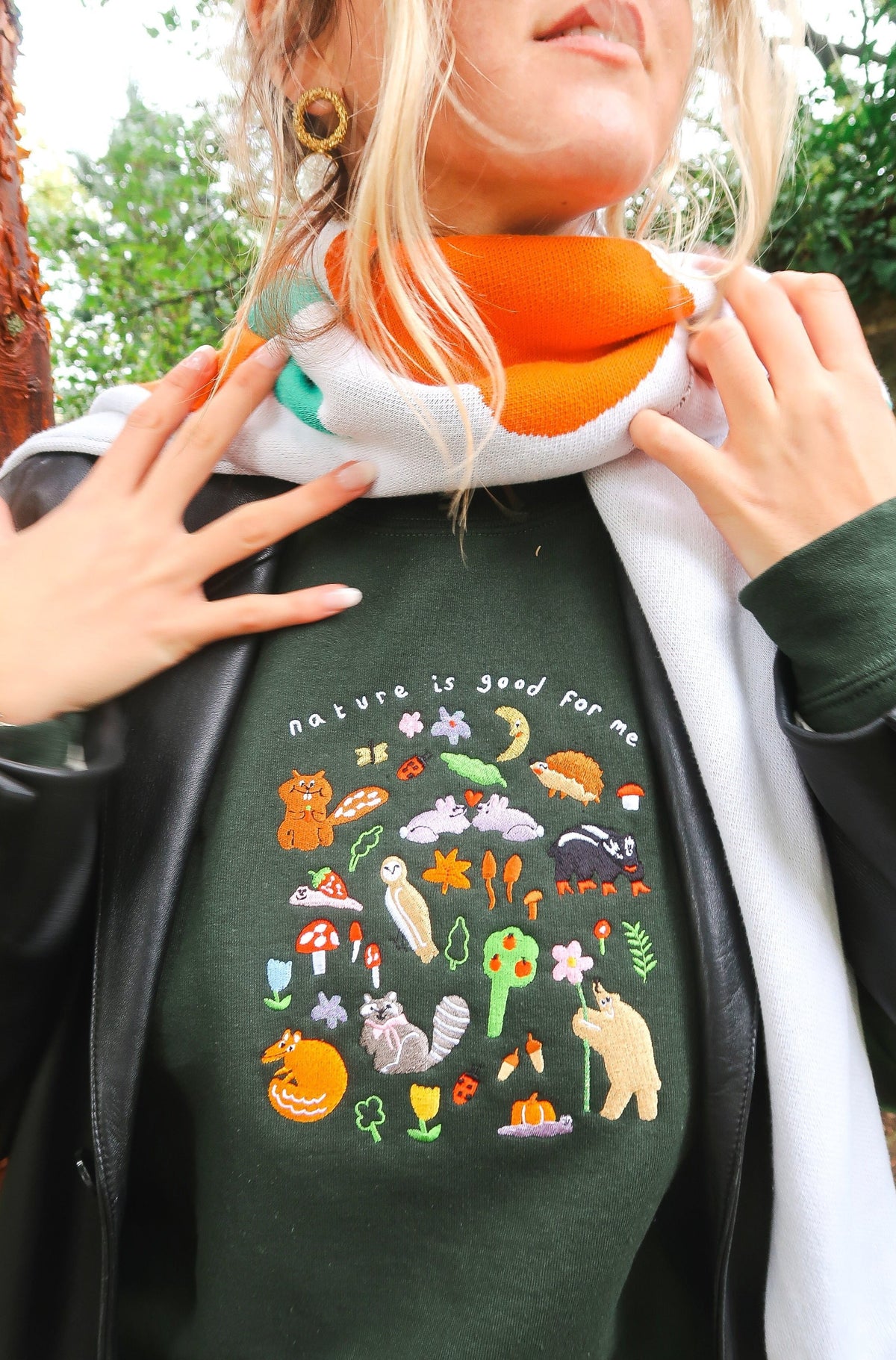 Nature Is Good For Me Embroidered Sweatshirt