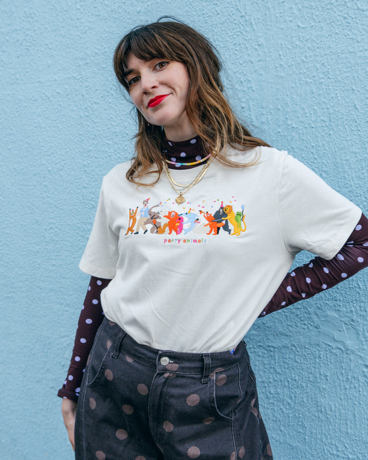 Party Animals David Attenborough Embroidered Boxy T-Shirt
