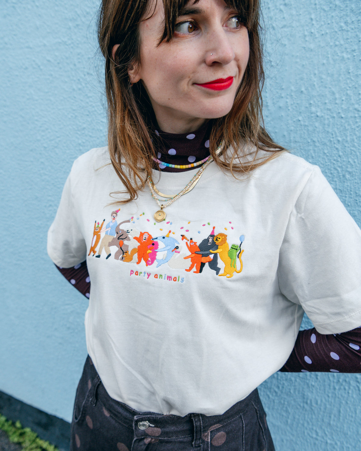 Party Animals David Attenborough Embroidered Boxy T-Shirt