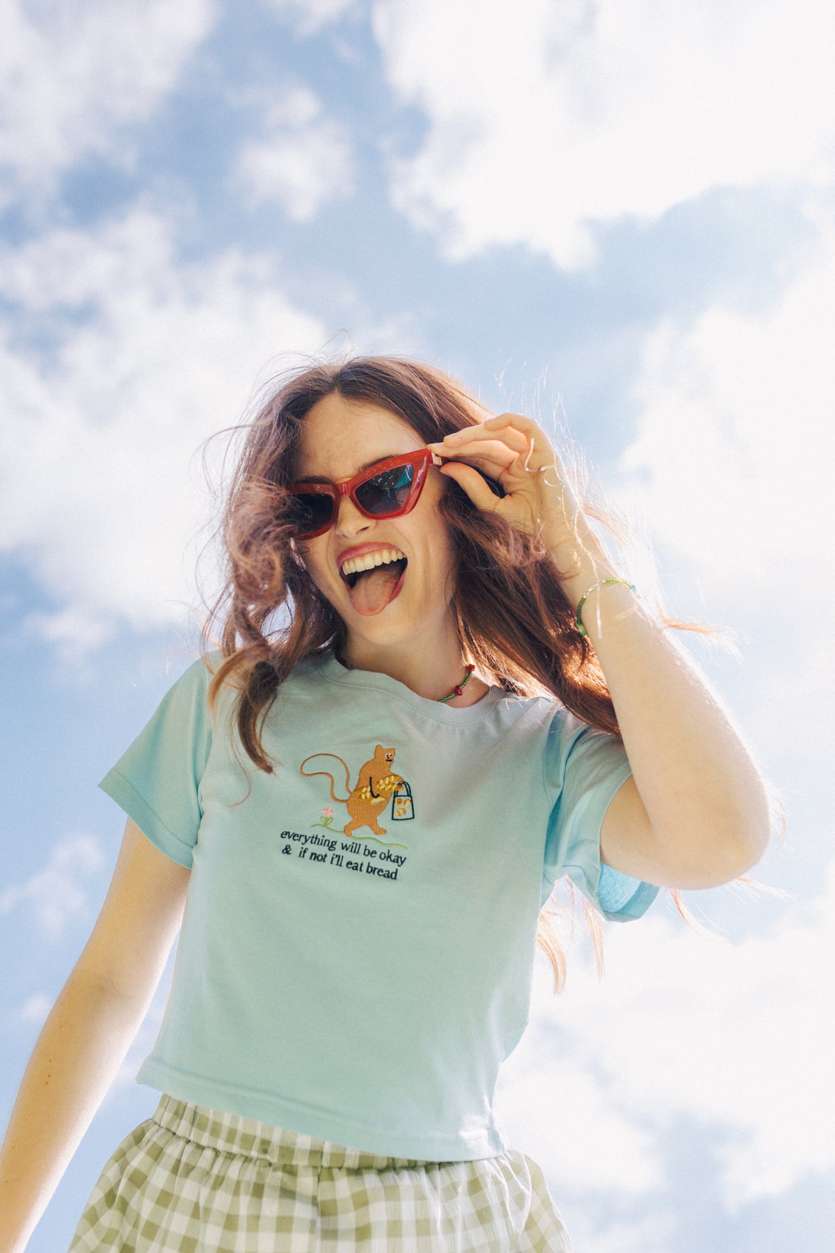 Squirrel &amp; Bread Embroidered Crop Top