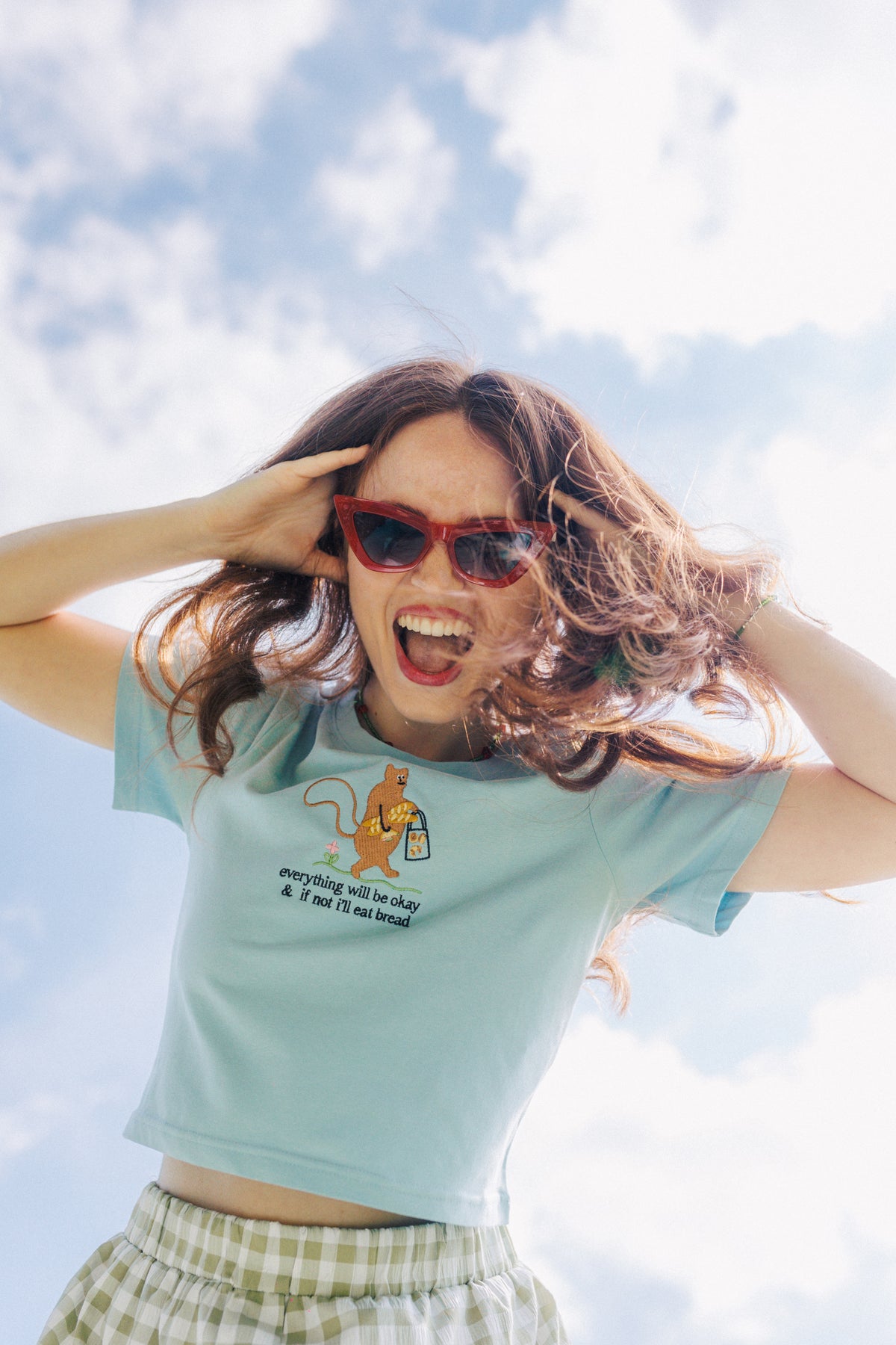 Squirrel &amp; Bread Embroidered Crop Top