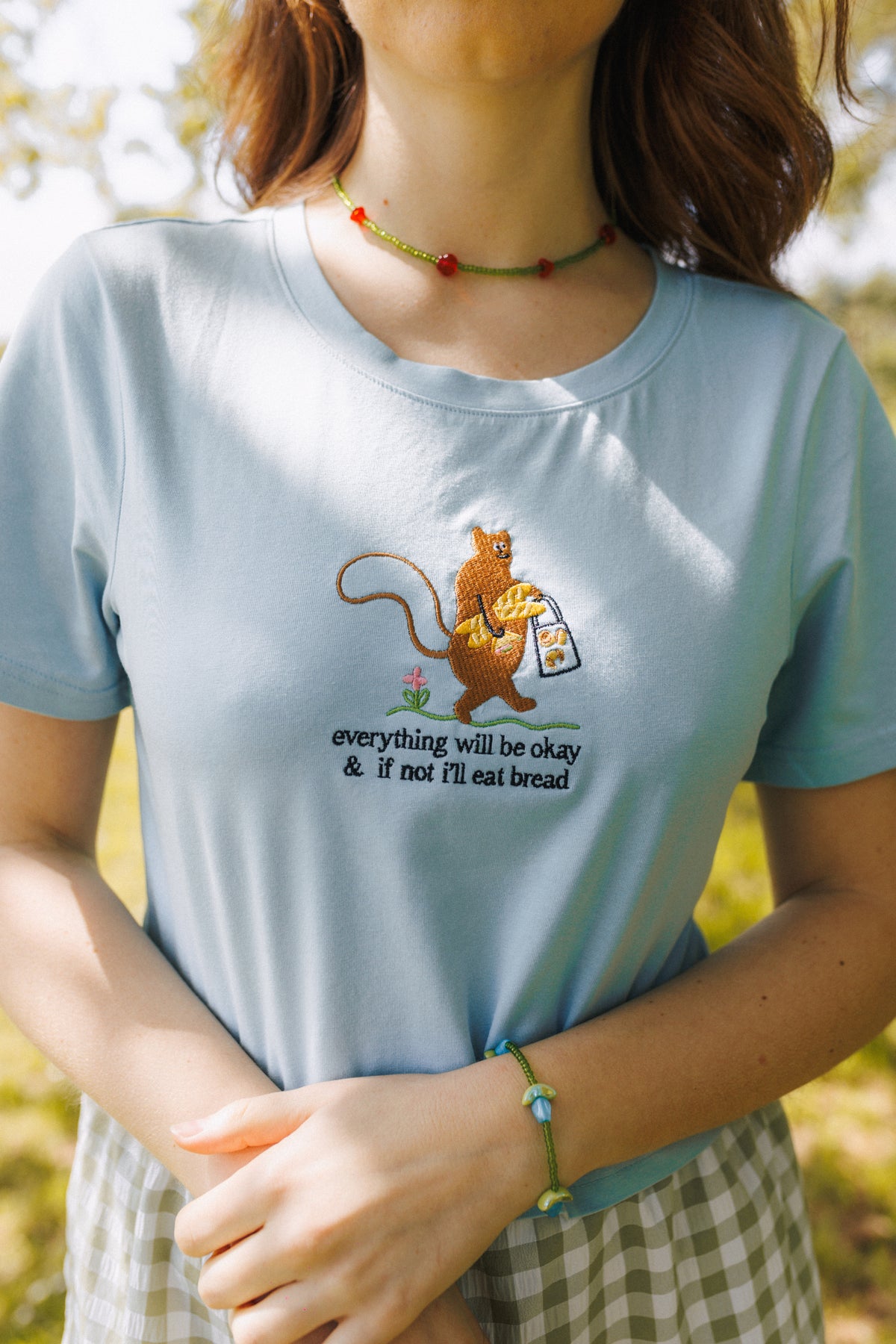 Squirrel &amp; Bread Embroidered Crop Top
