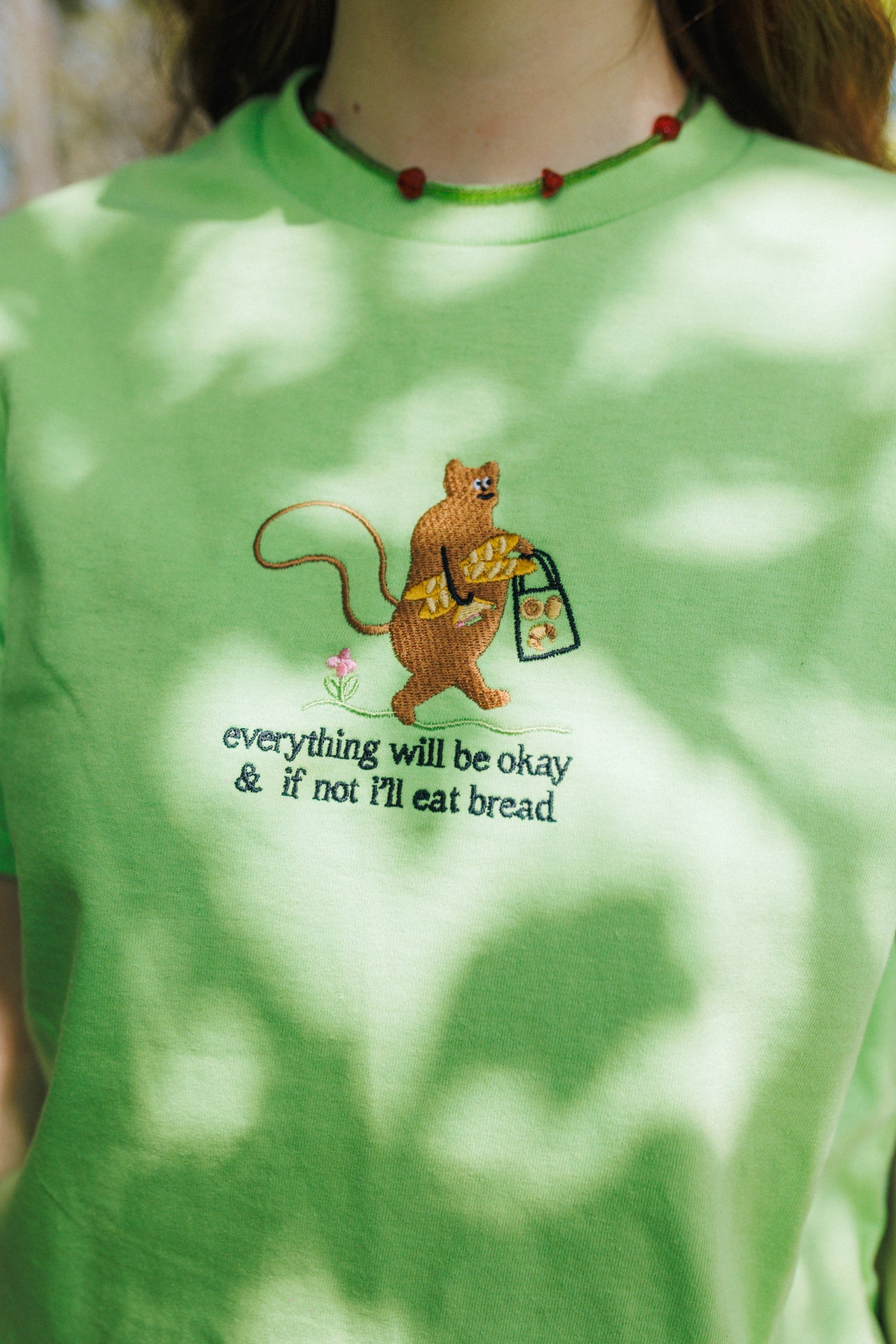 Squirrel &amp; Bread Embroidered T-Shirt