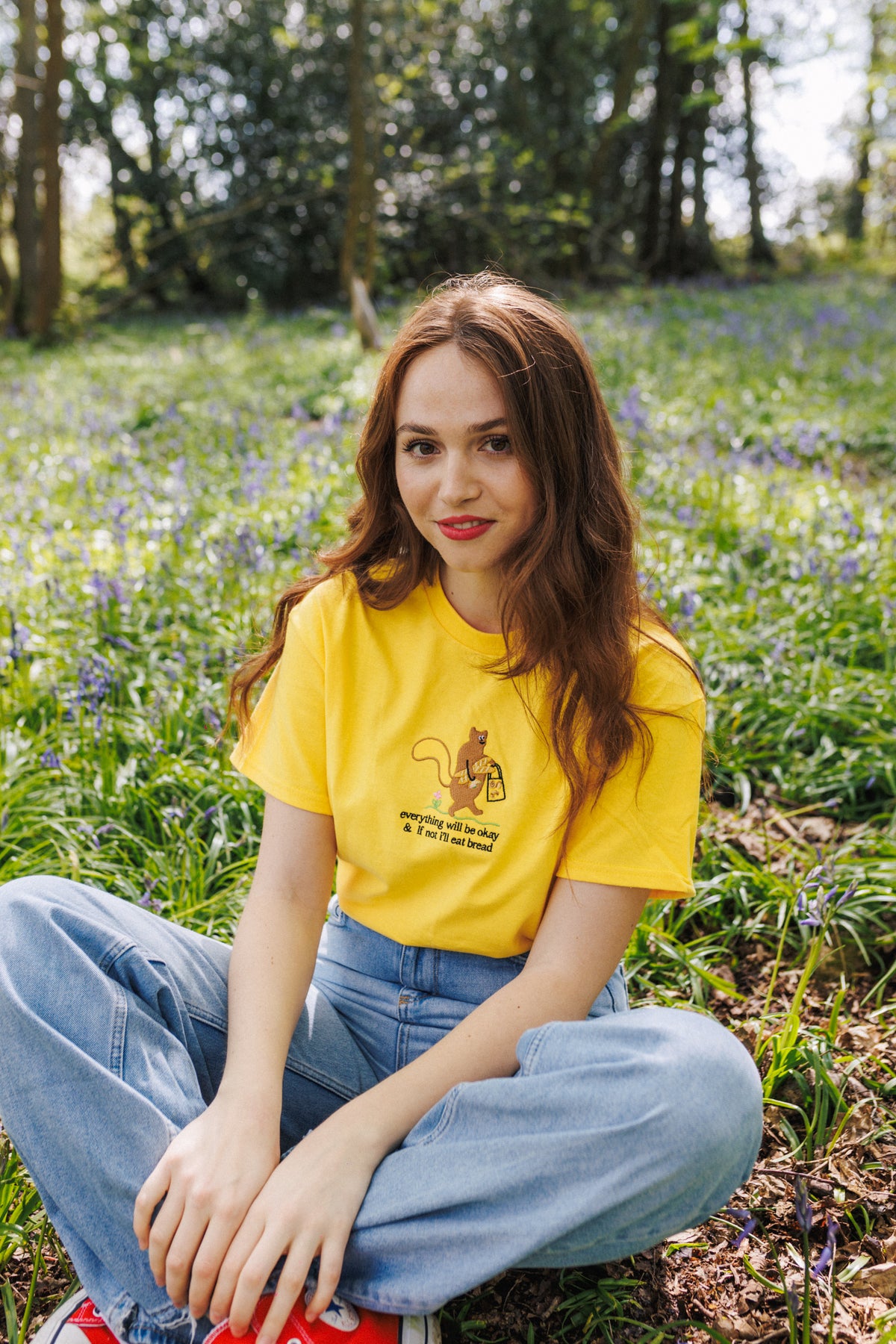 Squirrel &amp; Bread Embroidered T-Shirt