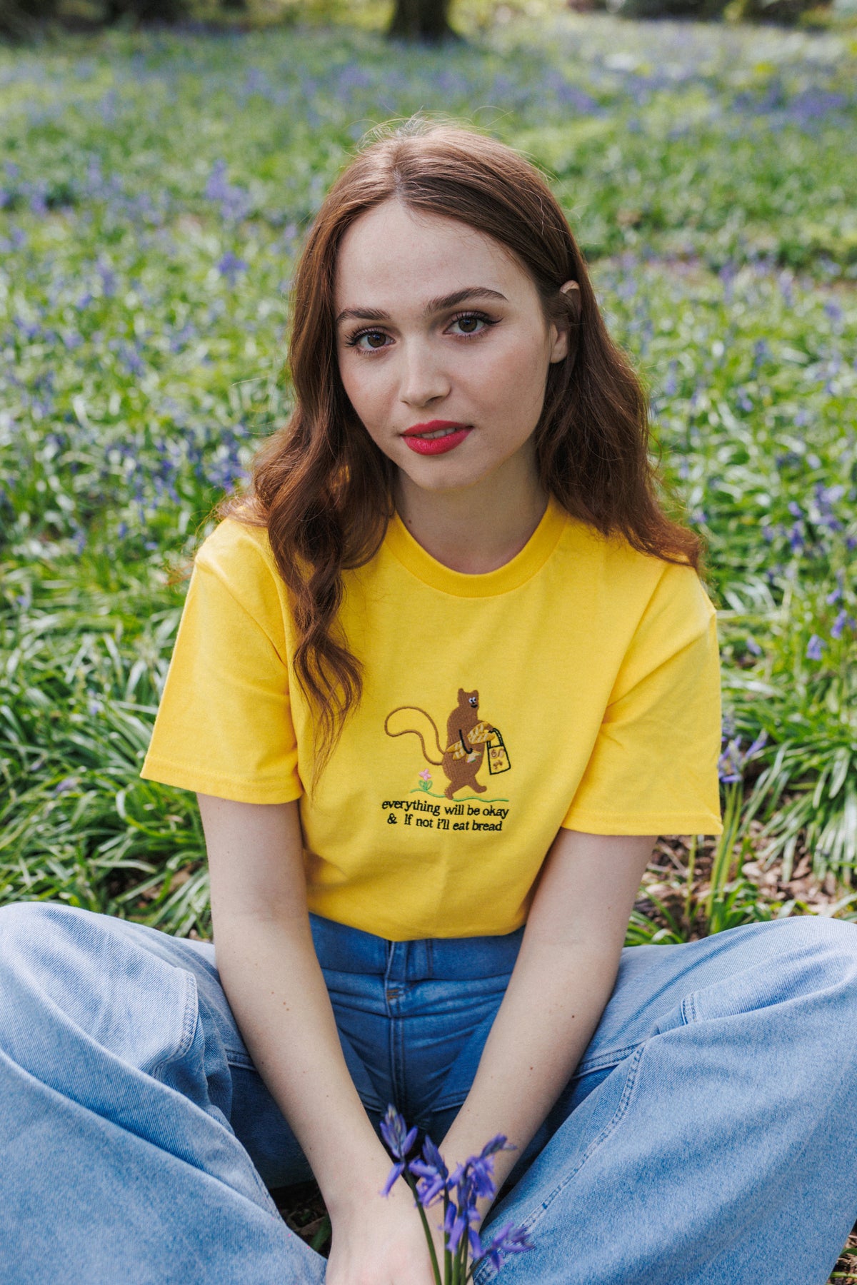 Squirrel &amp; Bread Embroidered T-Shirt