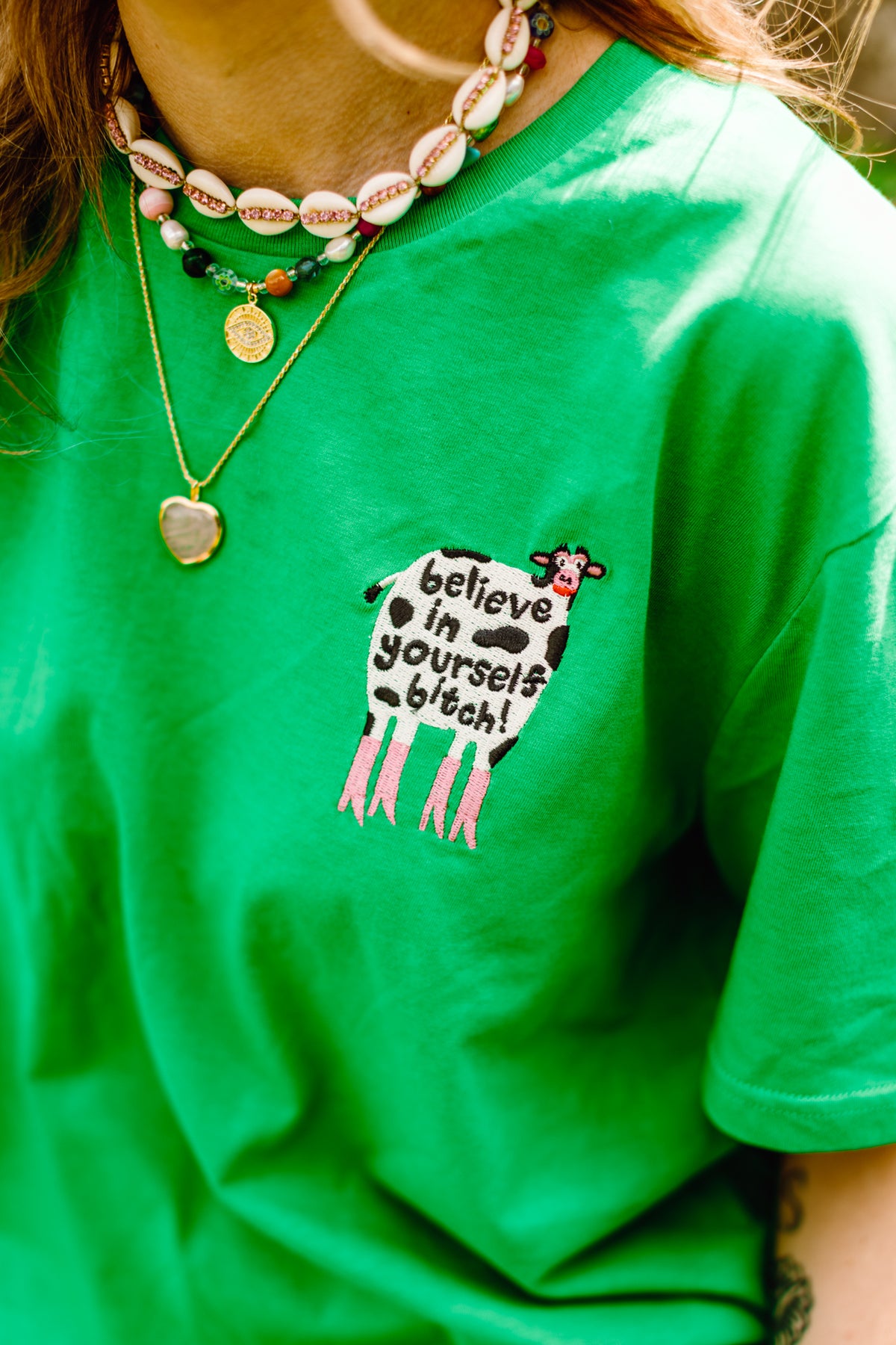 Believe In Yourself Bitch Luxe Embroidered T-Shirt
