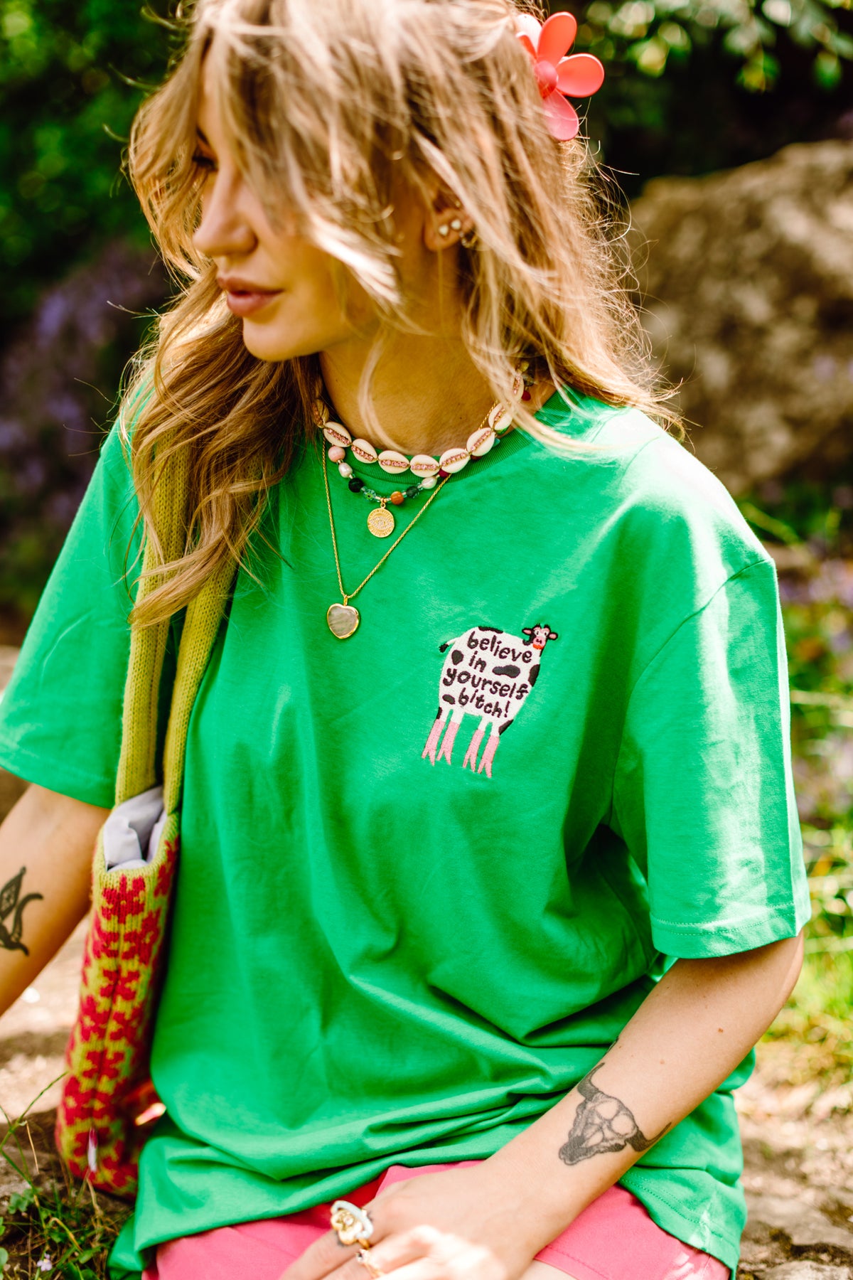 Believe In Yourself Bitch Luxe Embroidered T-Shirt