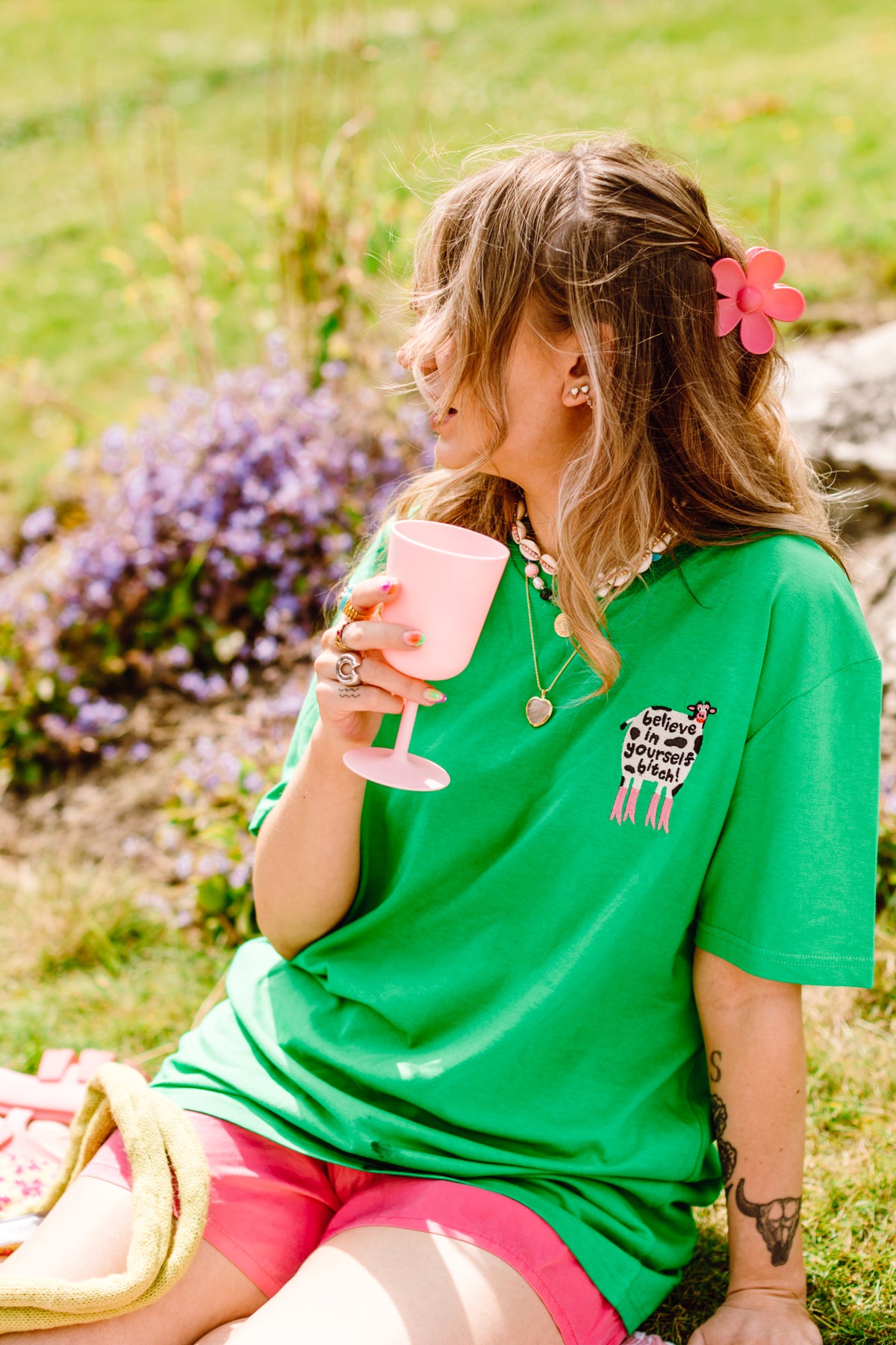 Believe In Yourself Bitch Luxe Embroidered T-Shirt