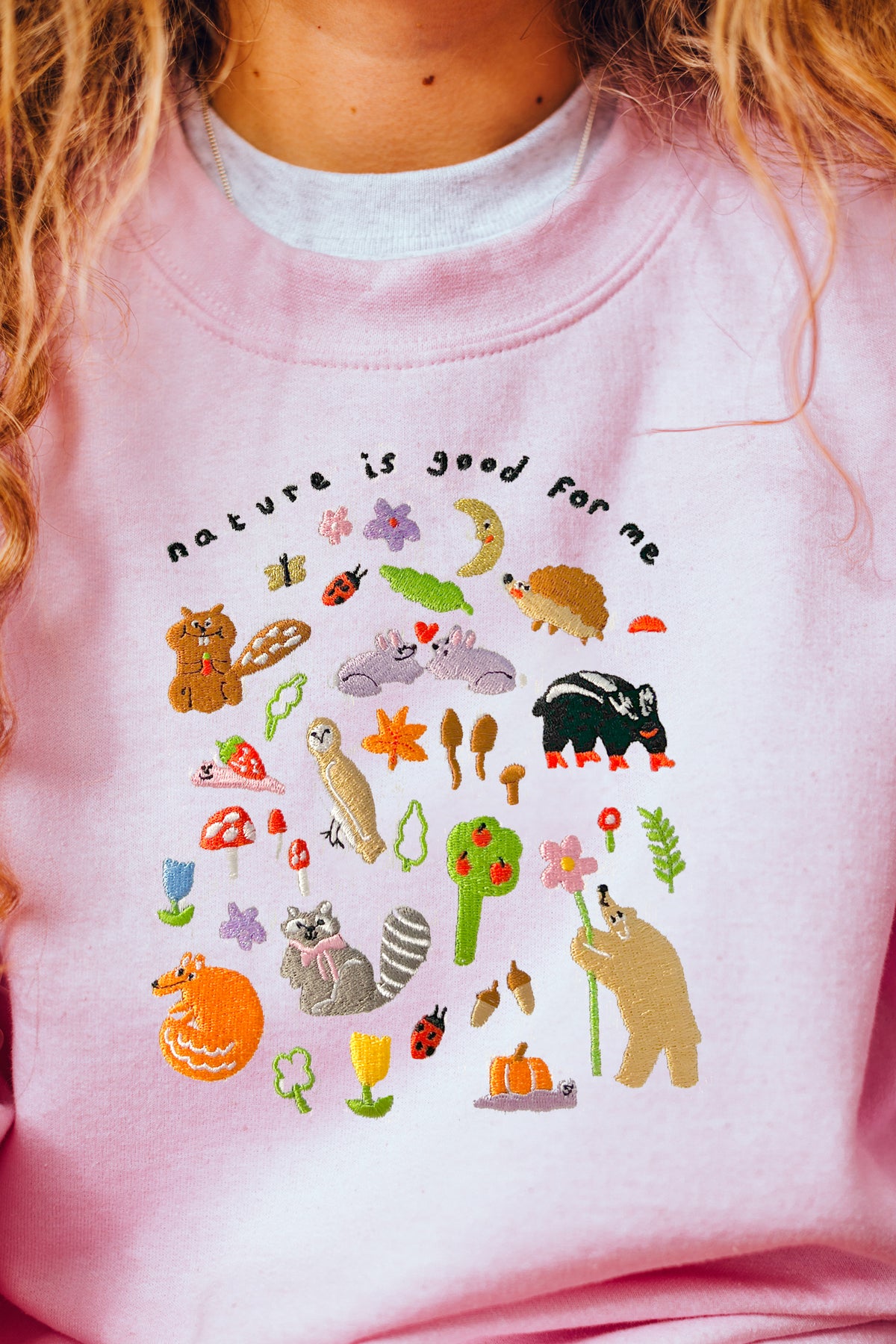 Nature Is Good For Me Embroidered Sweatshirt