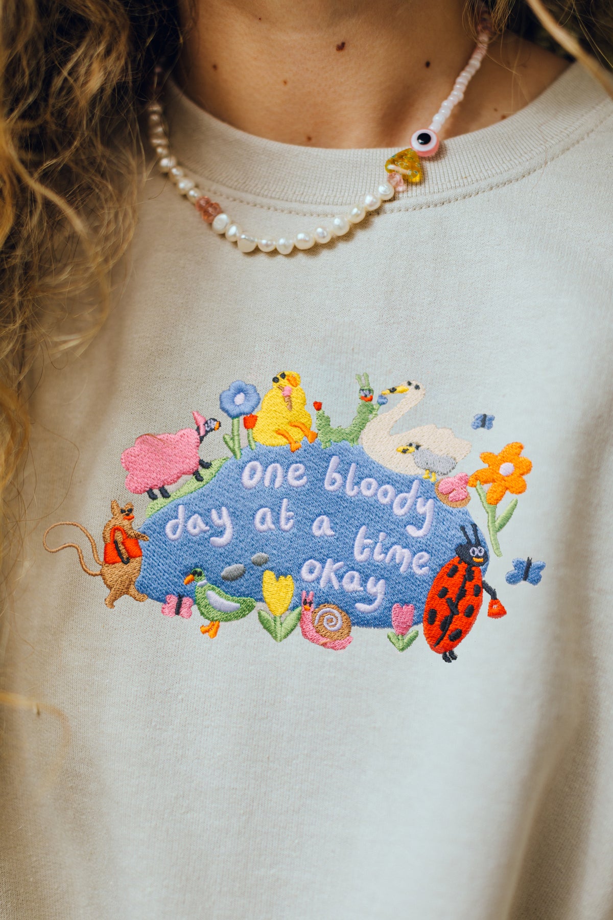 One Bloody Day At A Time Embroidered Sweatshirt