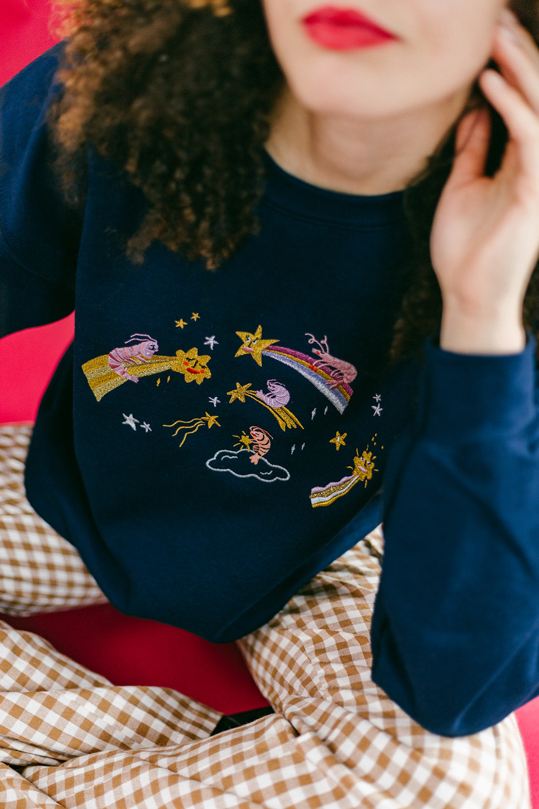 Prawn Stars Glittery Embroidered Sweatshirt