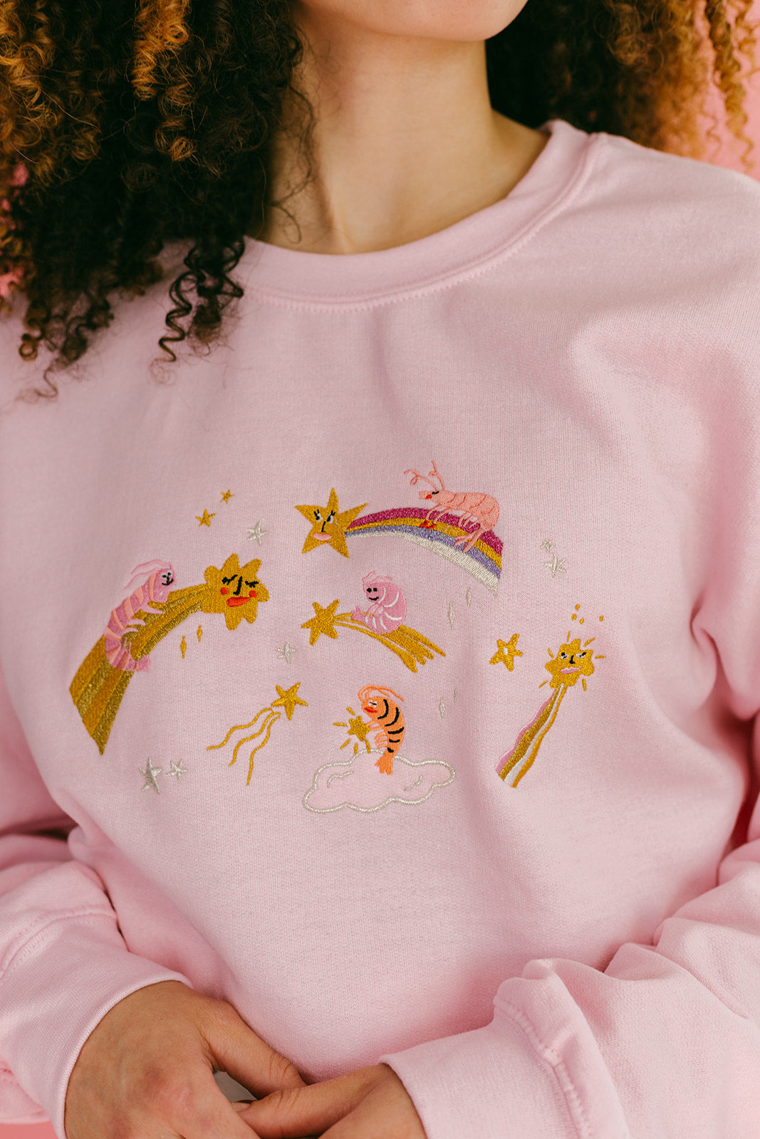 Prawn Stars Glittery Embroidered Sweatshirt