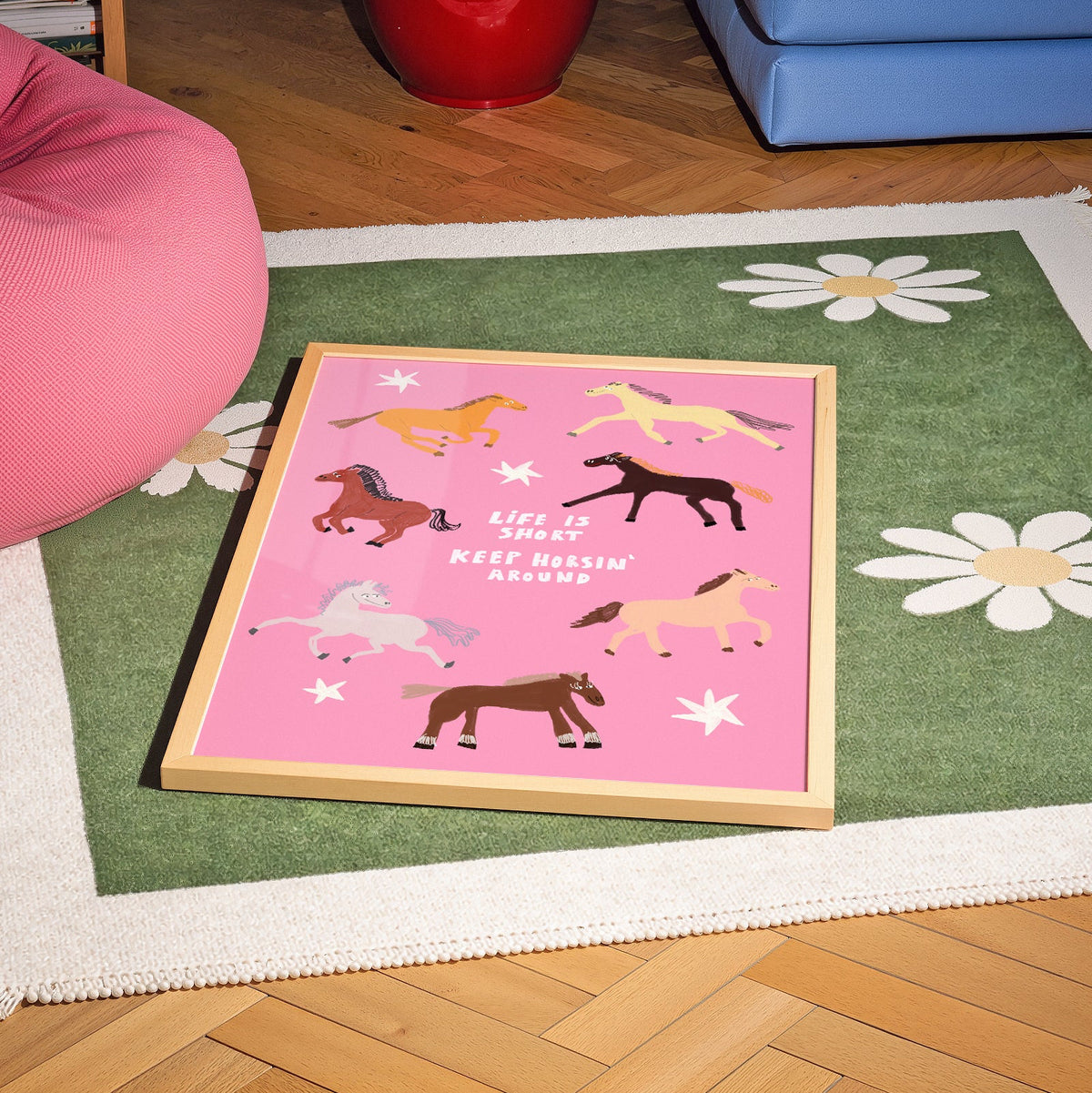 Pink Horses Wall Print